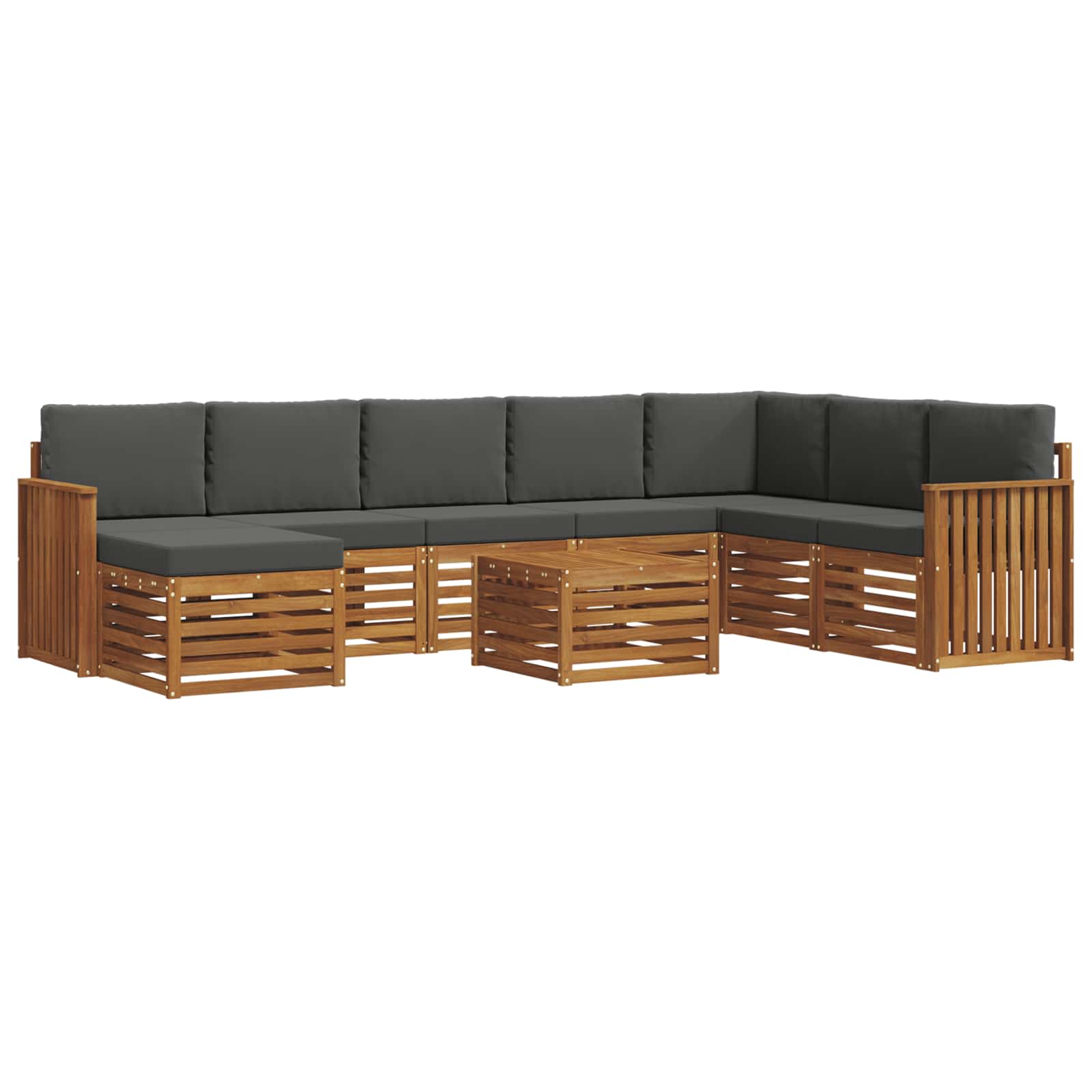 Set vanjskih sofa 9 pcs Prirodna i antracit Čvrsto drvo akacije