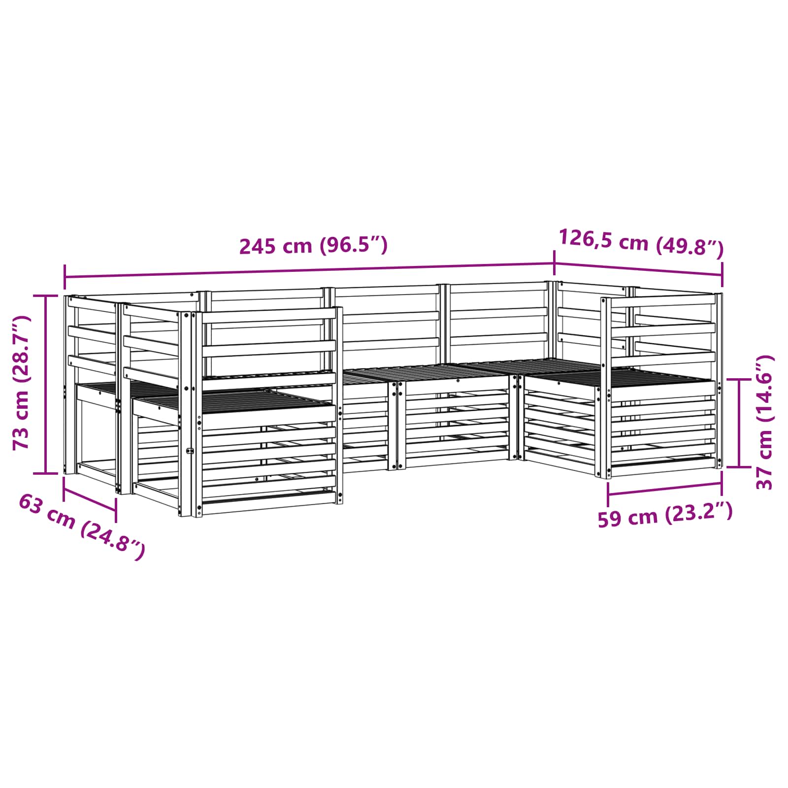 Sekcijska garnitura 6 pcs Prirodna