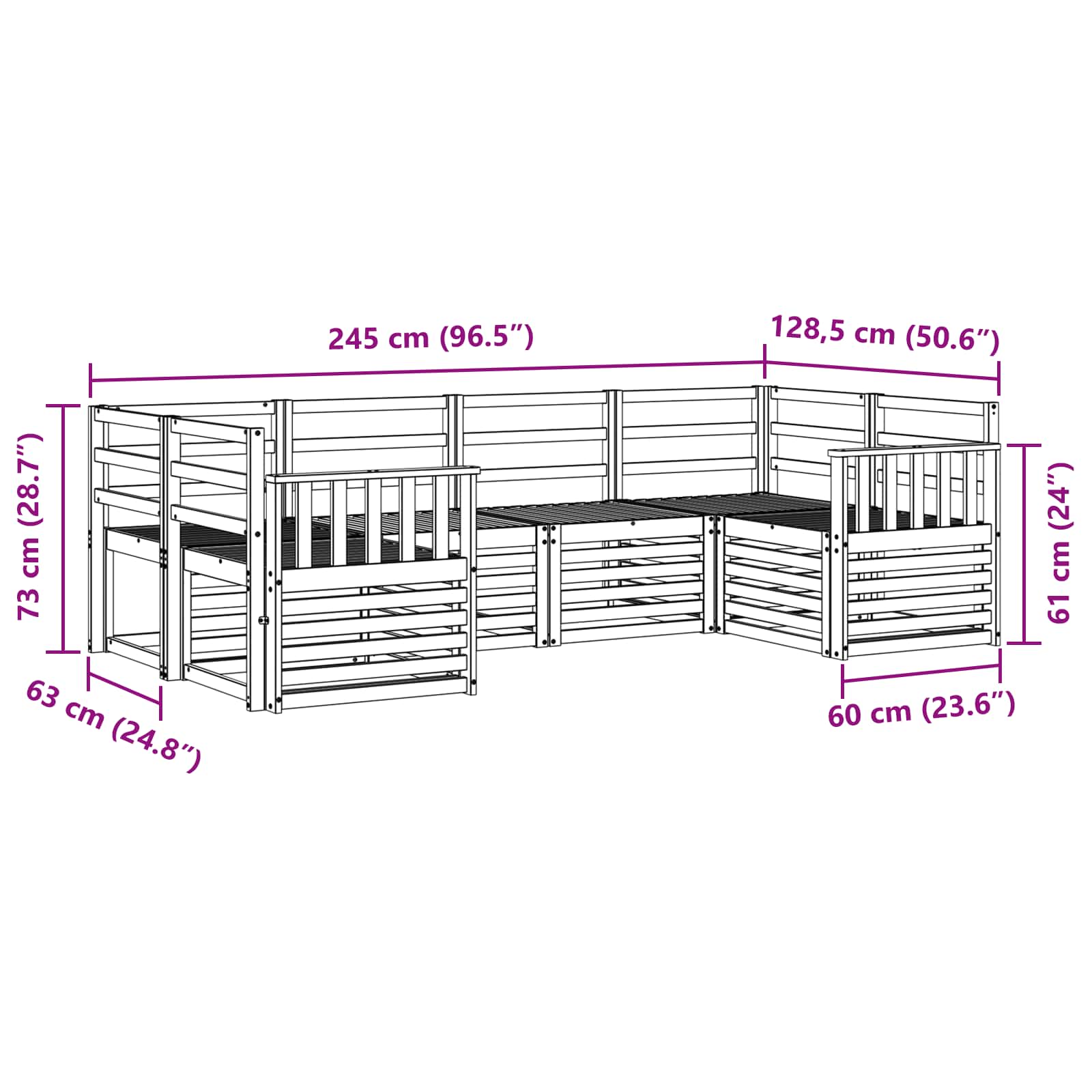Sekcijska garnitura 6 pcs Prirodna