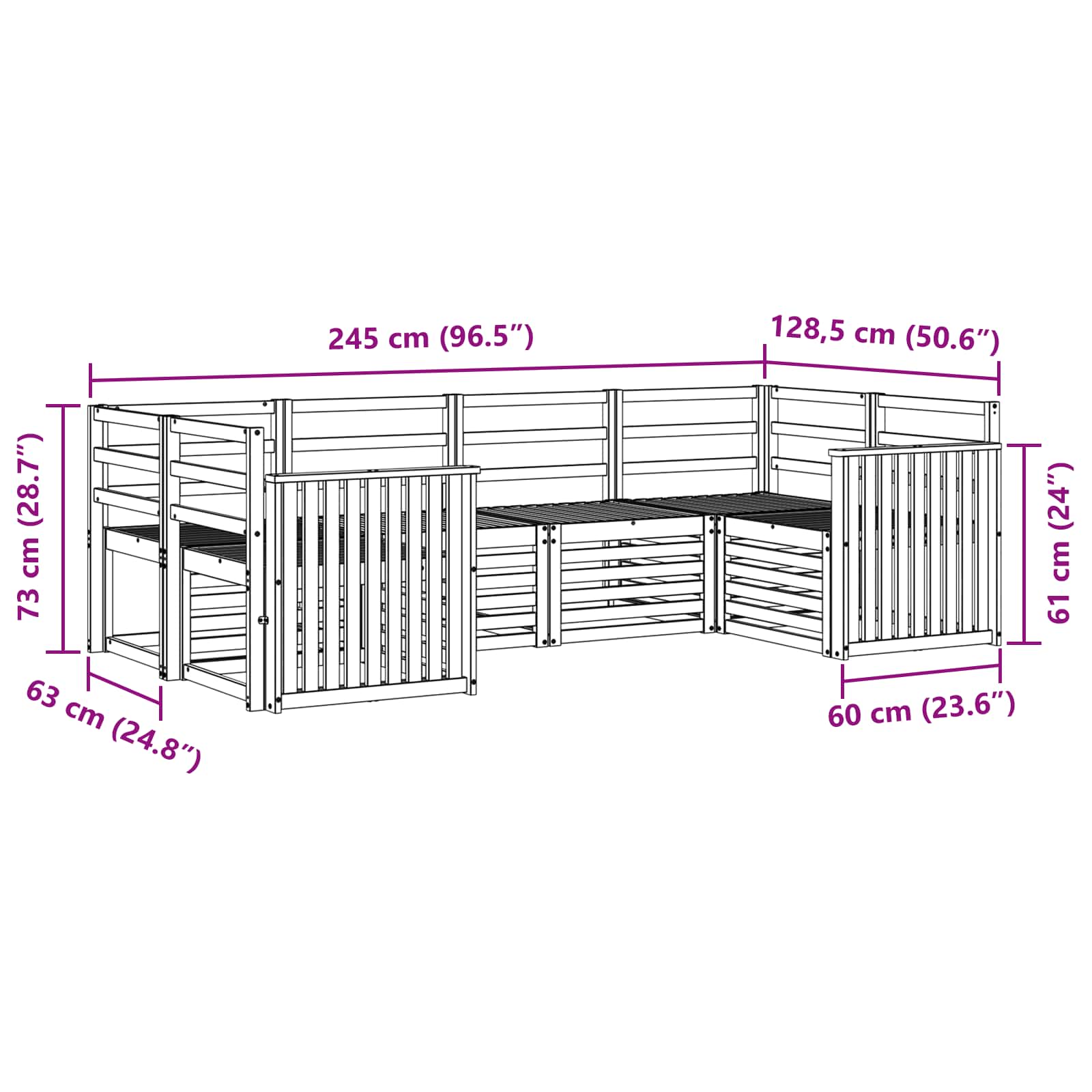 Sekcijska garnitura 6 pcs Prirodna