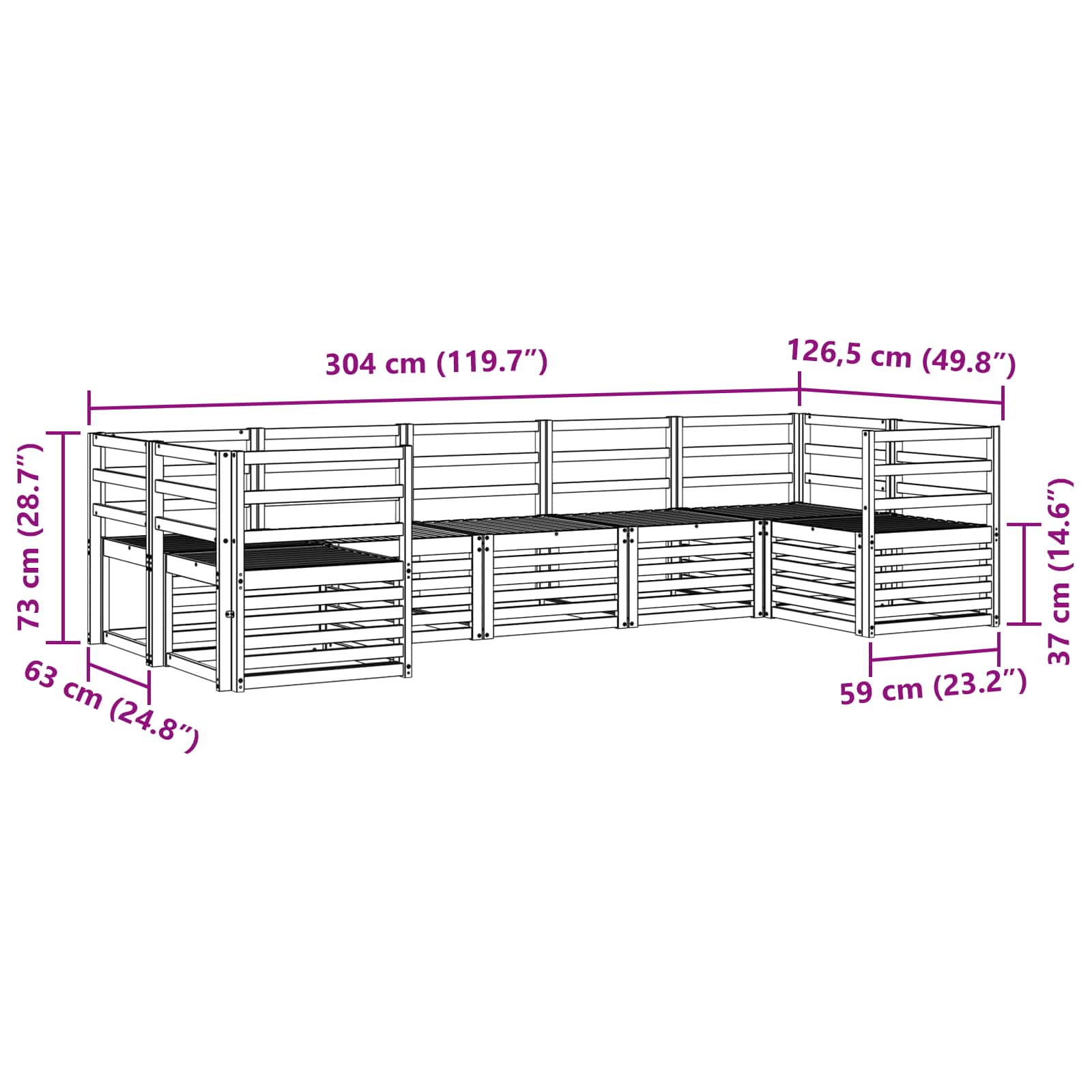 Sekcijska garnitura 7 pcs Prirodna