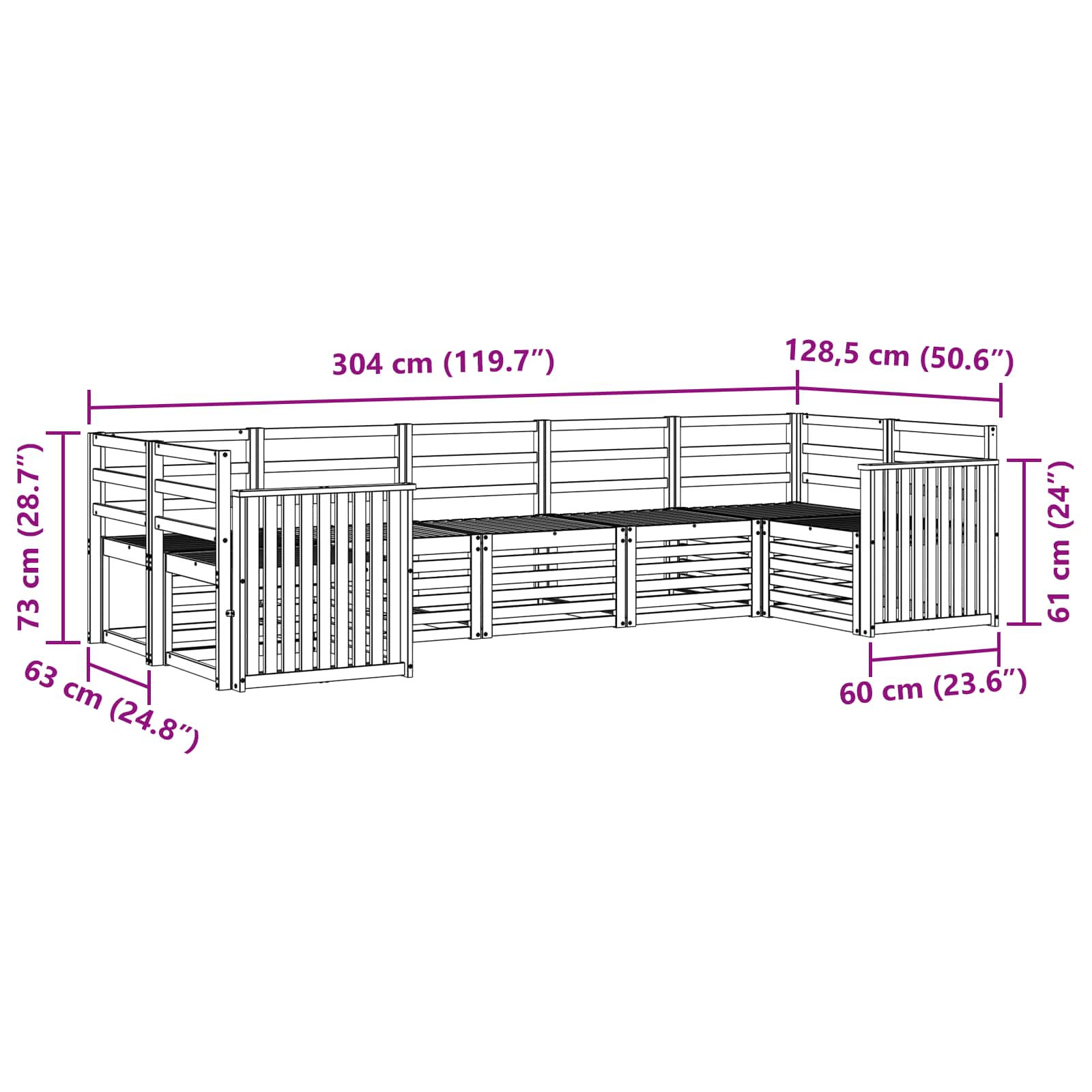 Sekcijska garnitura 7 pcs Prirodna
