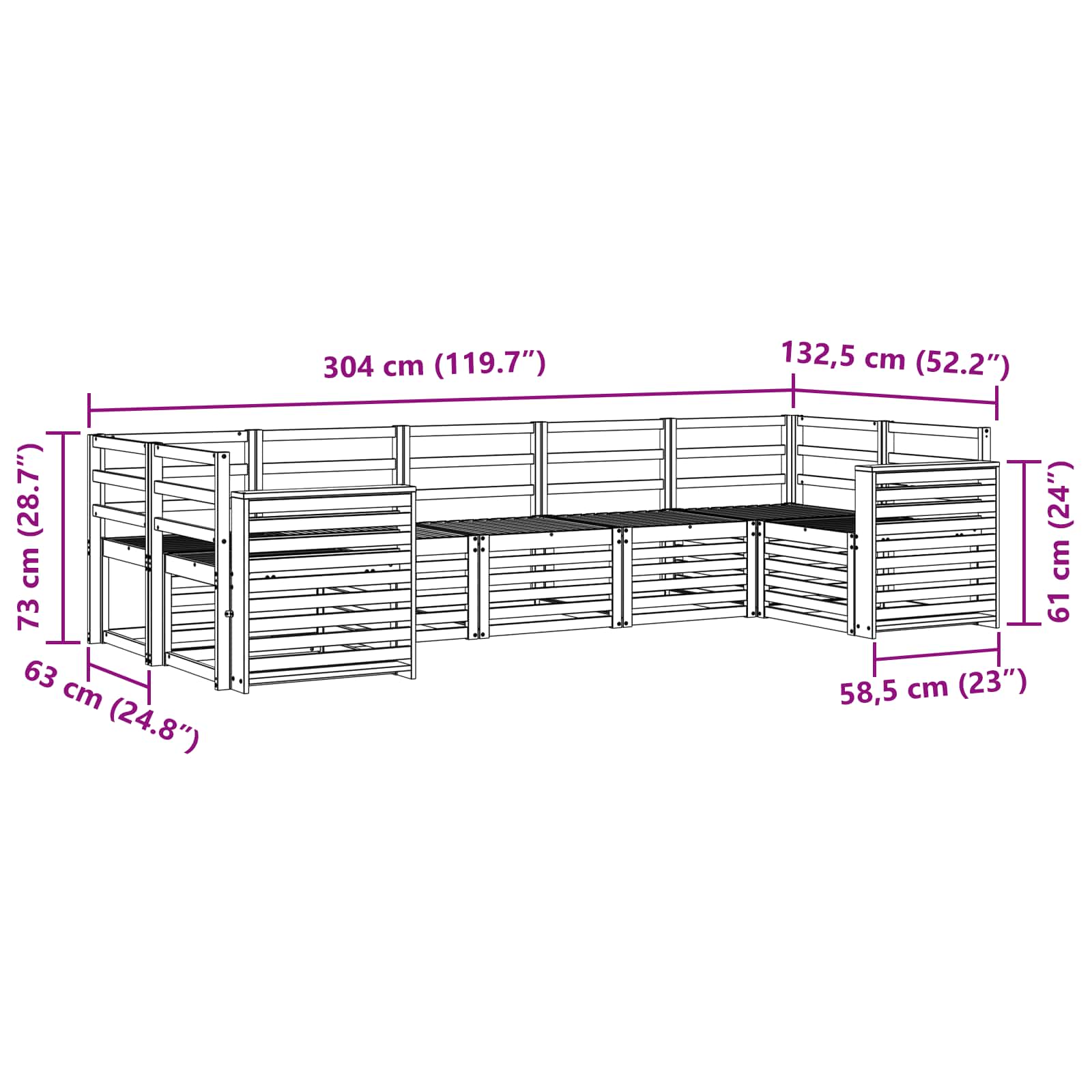 Sekcijska garnitura 7 pcs Prirodna