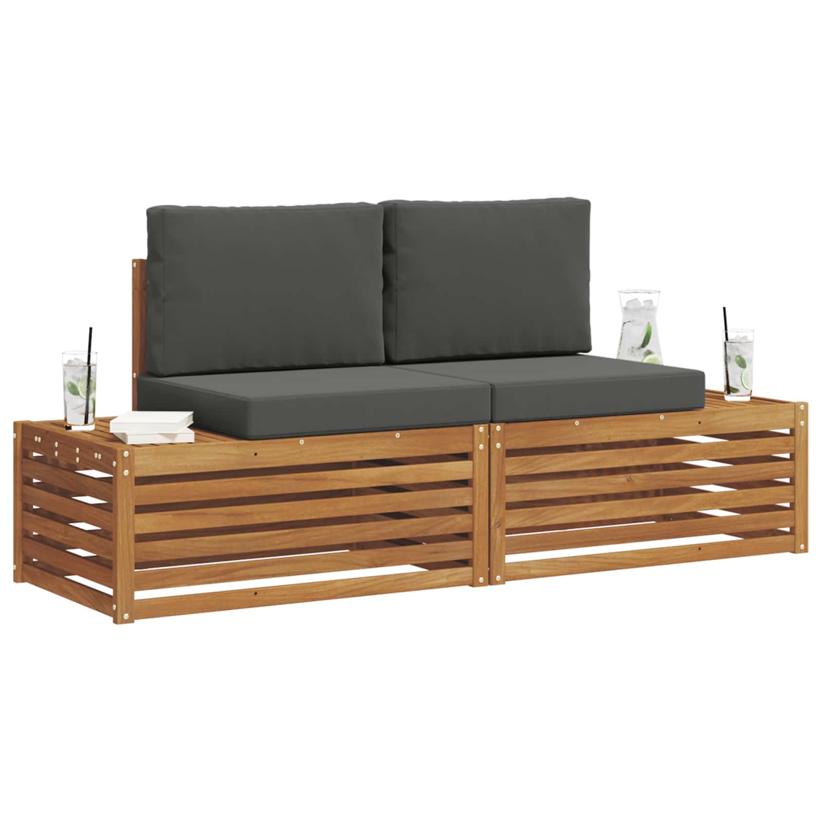 Set vanjskih sofa s jastukom 2 Komad Prirodna i antracit