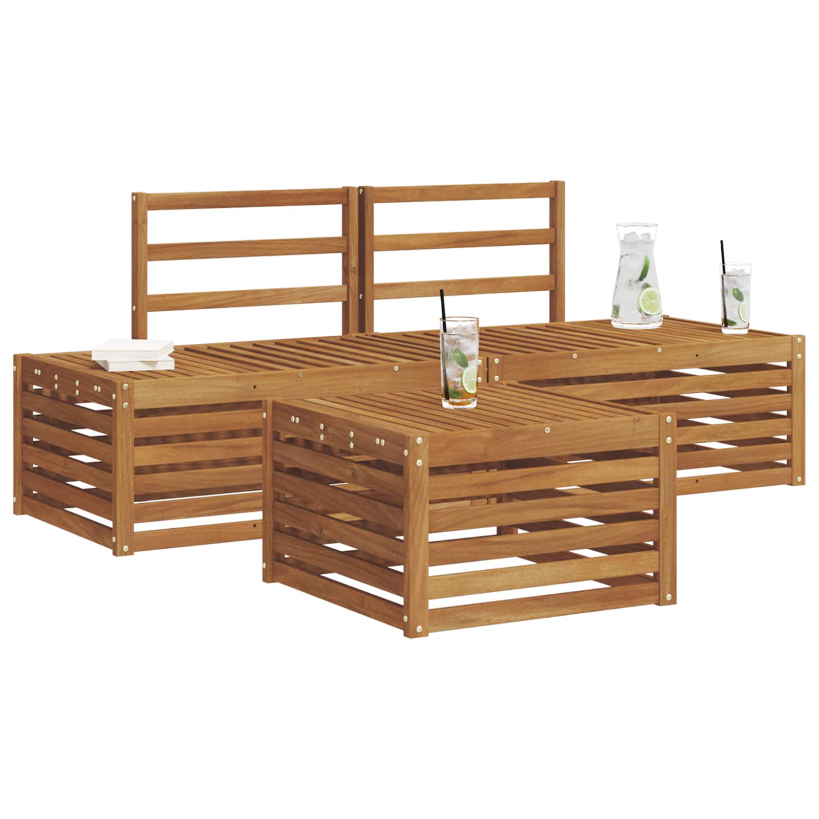 Set vanjskih sofa Prirodna 59 x 59 x 37 cm Čvrsto drvo akacije