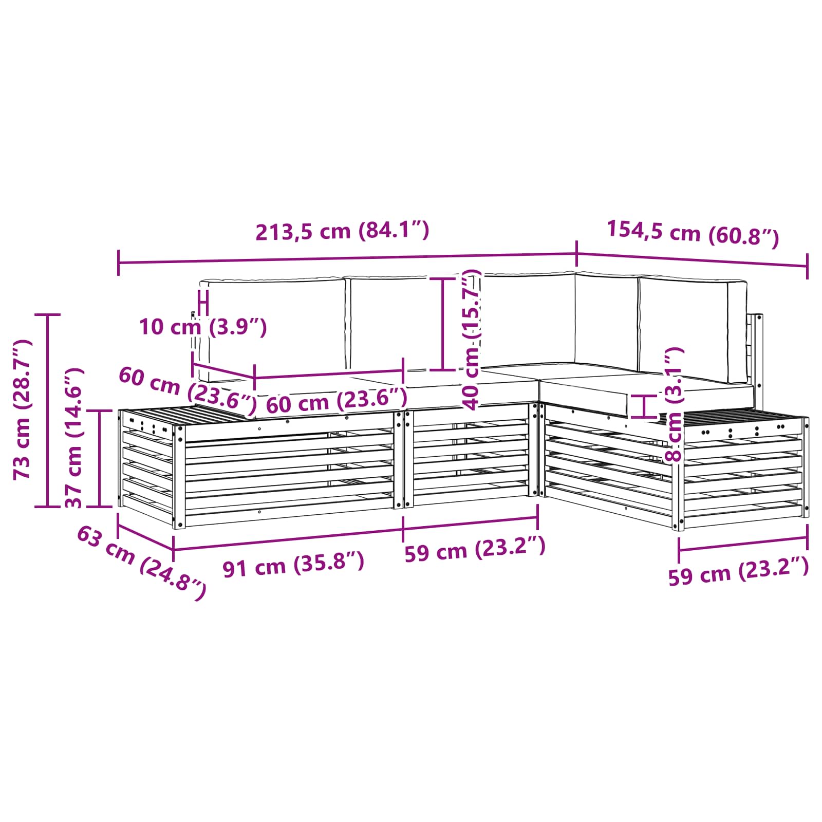 Set vanjskih sofa s jastukom 4 Komad Prirodna i bež