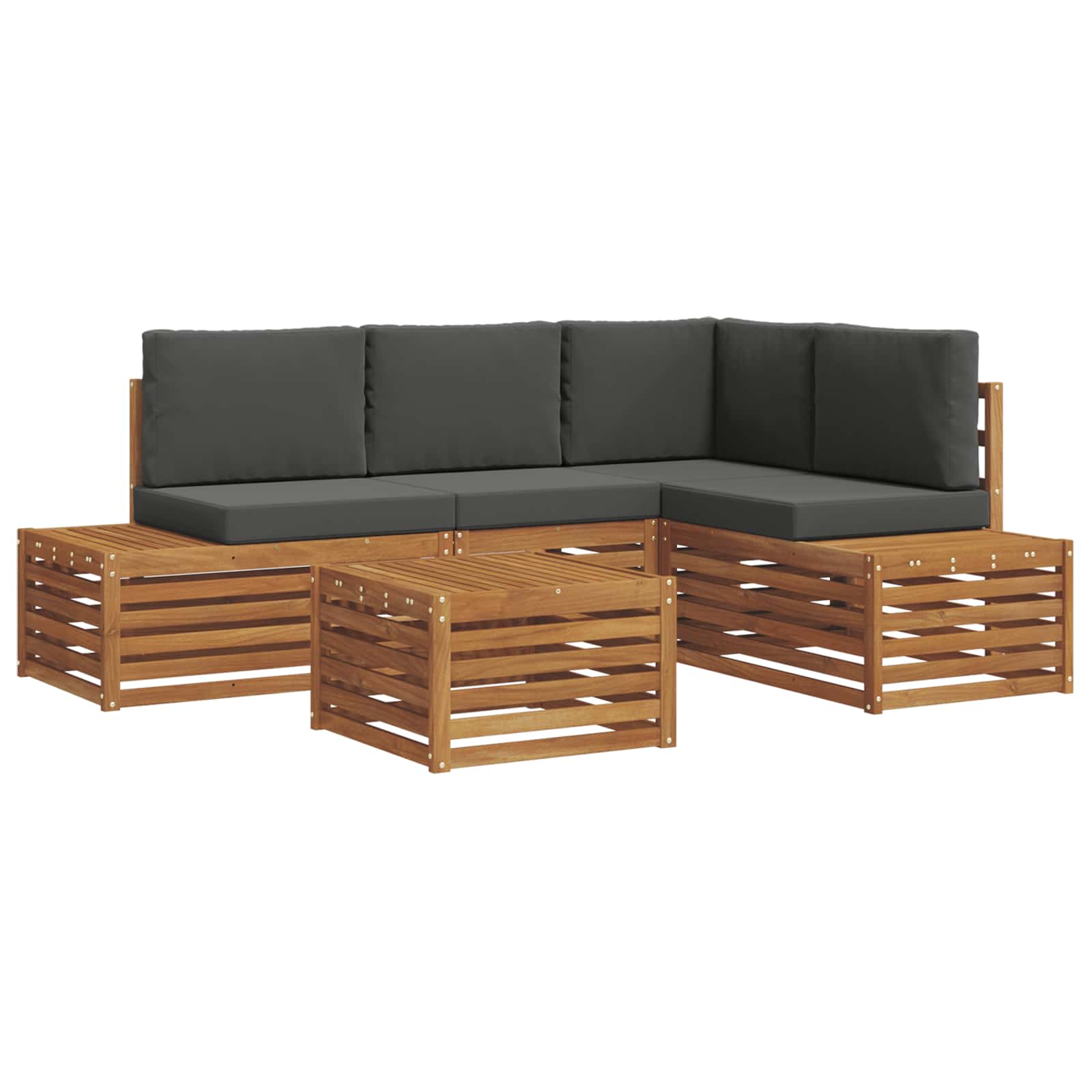 Set vanjskih sofa Prirodna i antracit 59 x 59 x 37 cm