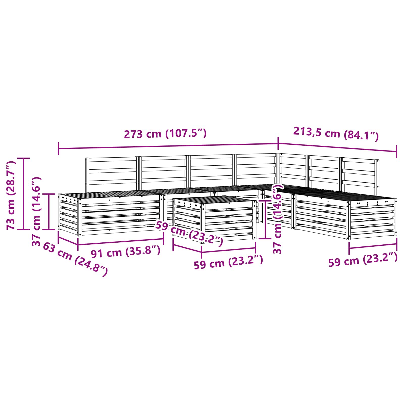 Set vanjskih sofa 7 Komad Prirodna Čvrsto drvo akacije