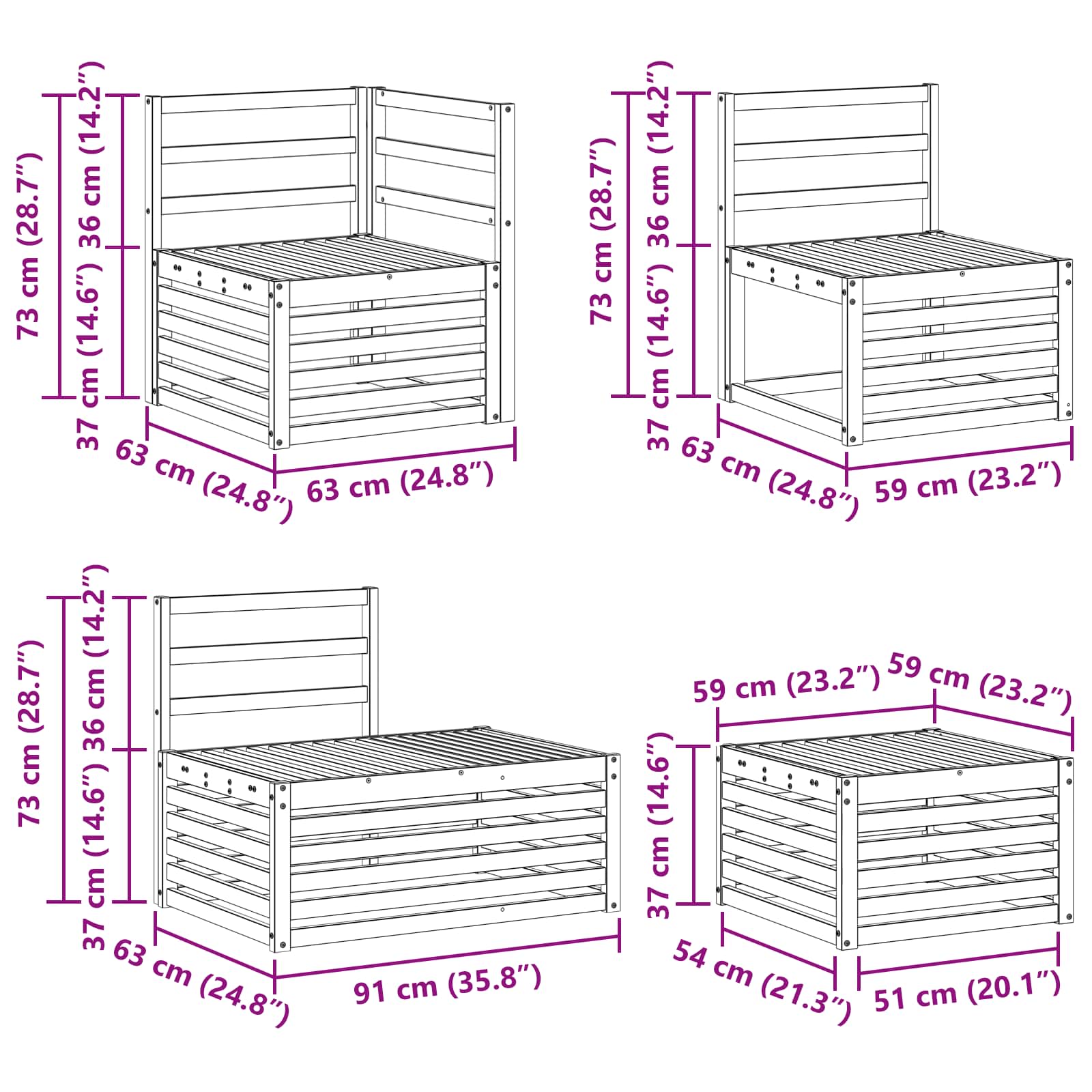 Set vanjskih sofa 7 Komad Prirodna Čvrsto drvo akacije