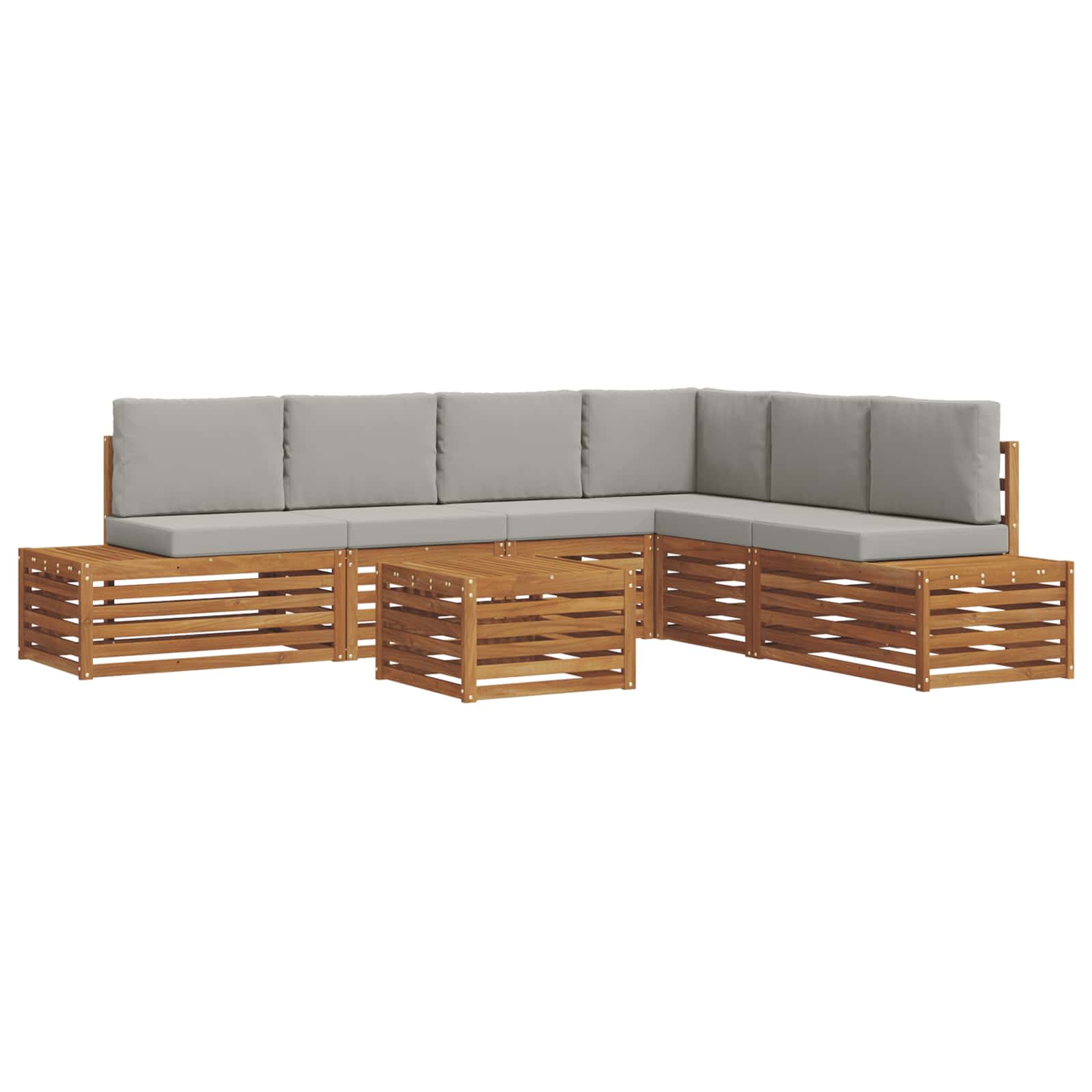 Set vanjskih sofa s jastukom 7 Komad Prirodna i svijetlo siva