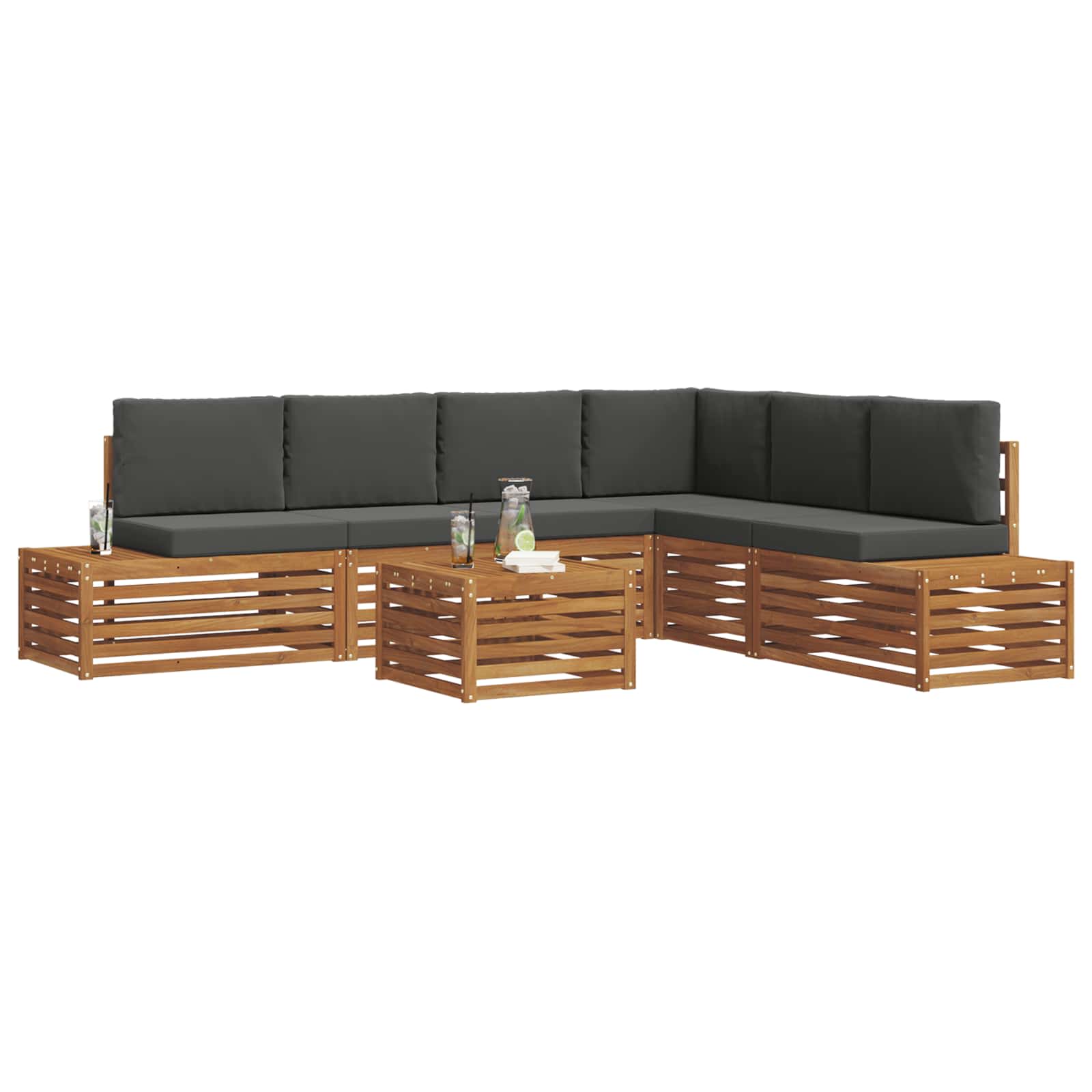 Set vanjskih sofa s jastukom 7 Komad Prirodna i antracit