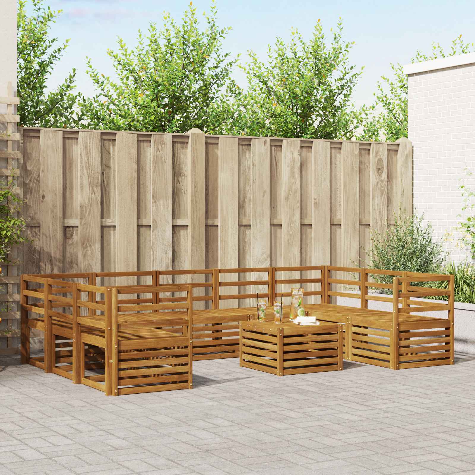 Setovi sofa 10 pcs Prirodna Čvrsto drvo akacije