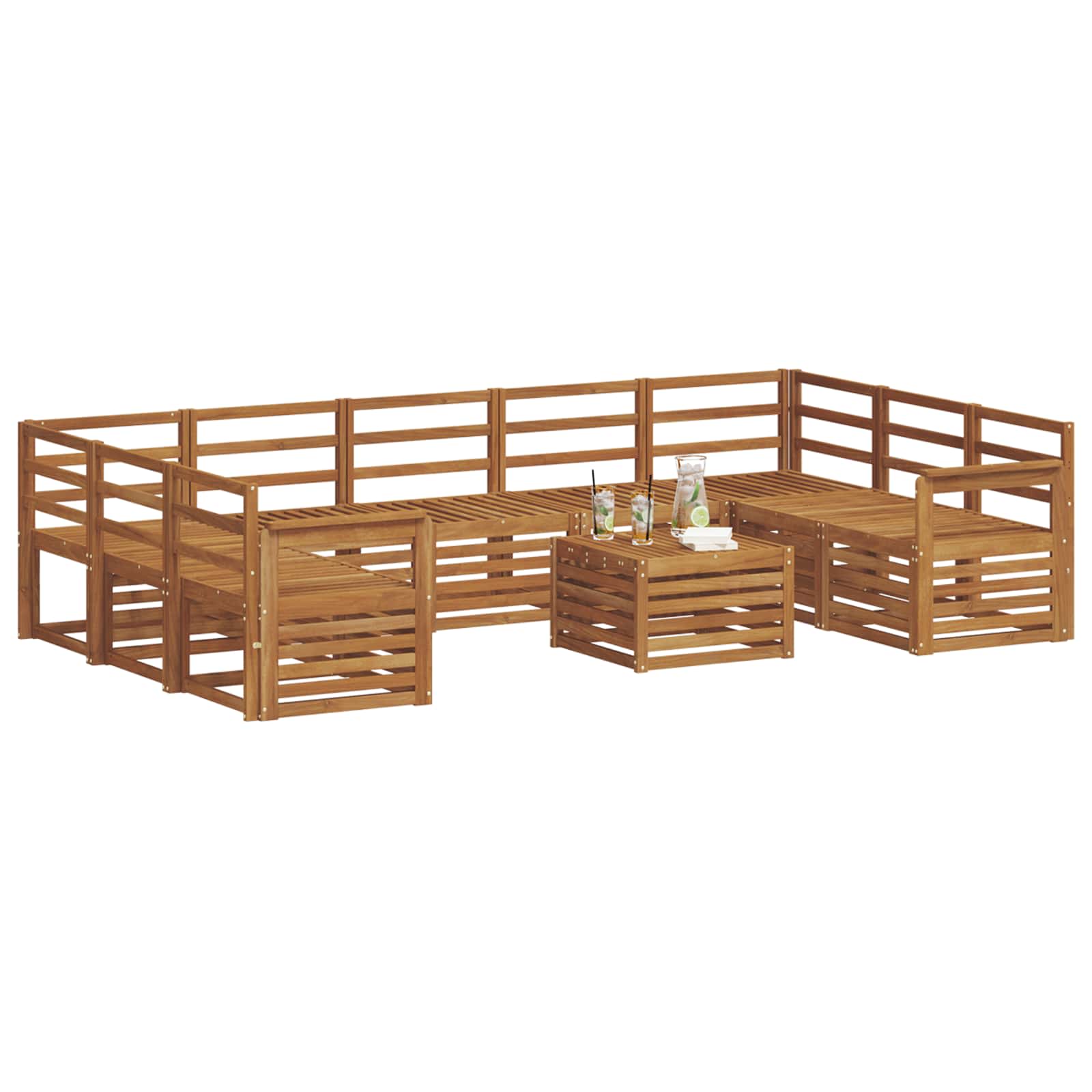 Setovi sofa 10 pcs Prirodna Čvrsto drvo akacije