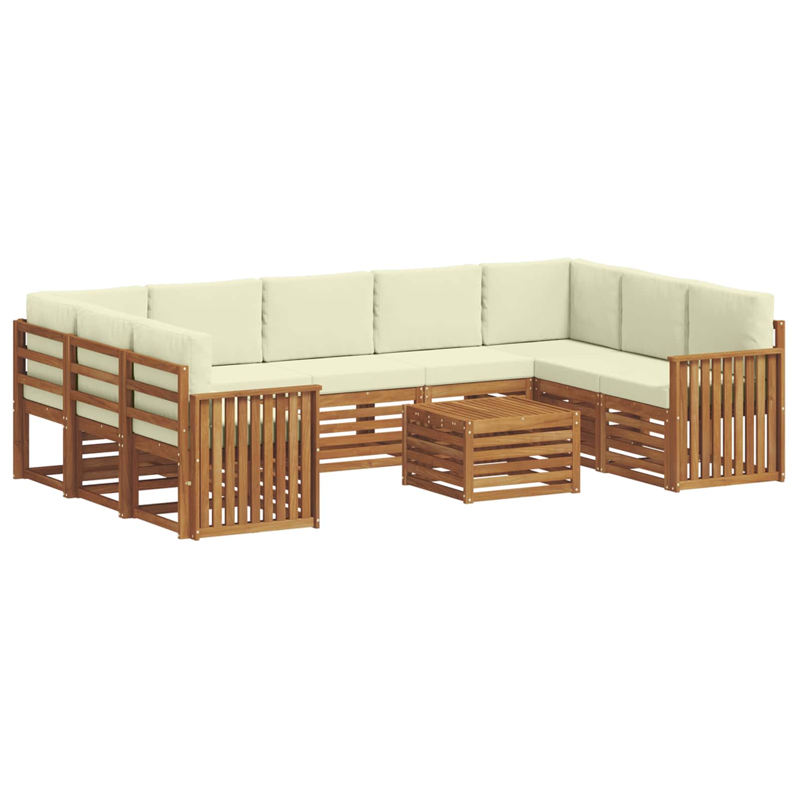 Setovi sofa 10 pcs Prirodna i krem Čvrsto drvo akacije