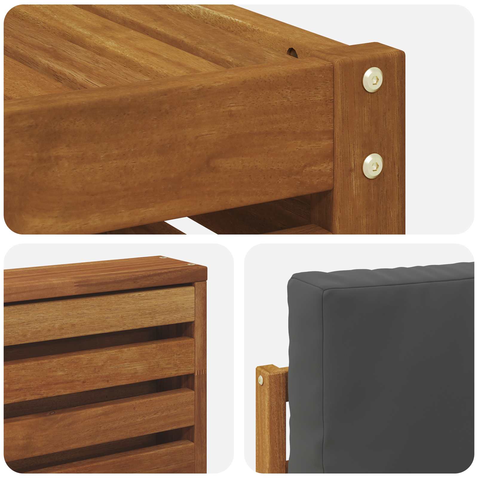 Setovi sofa 10 pcs Prirodna i antracit Čvrsto drvo akacije