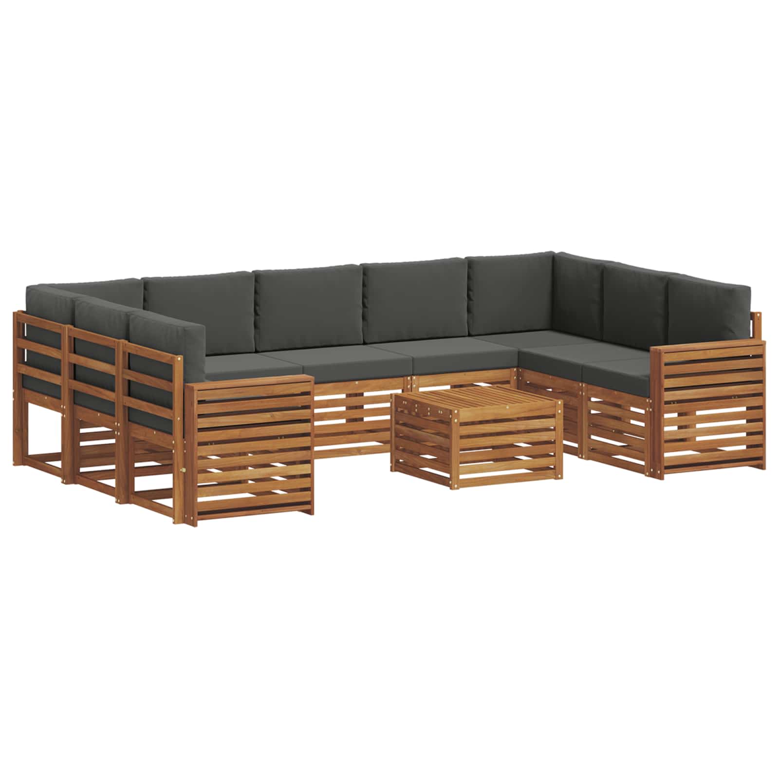 Setovi sofa 10 pcs Prirodna i antracit Čvrsto drvo akacije