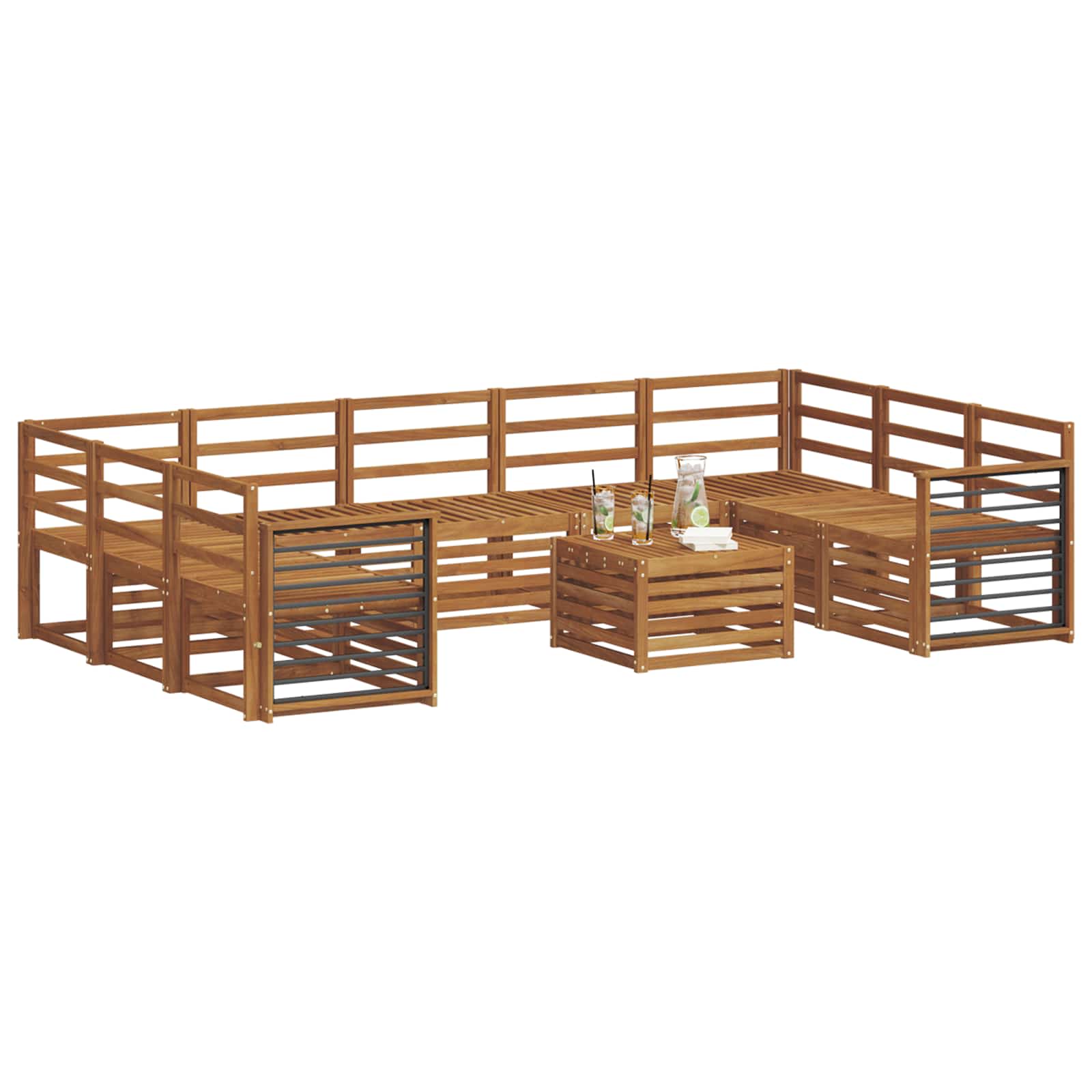 Setovi sofa 10 pcs Prirodna Čvrsto drvo akacije