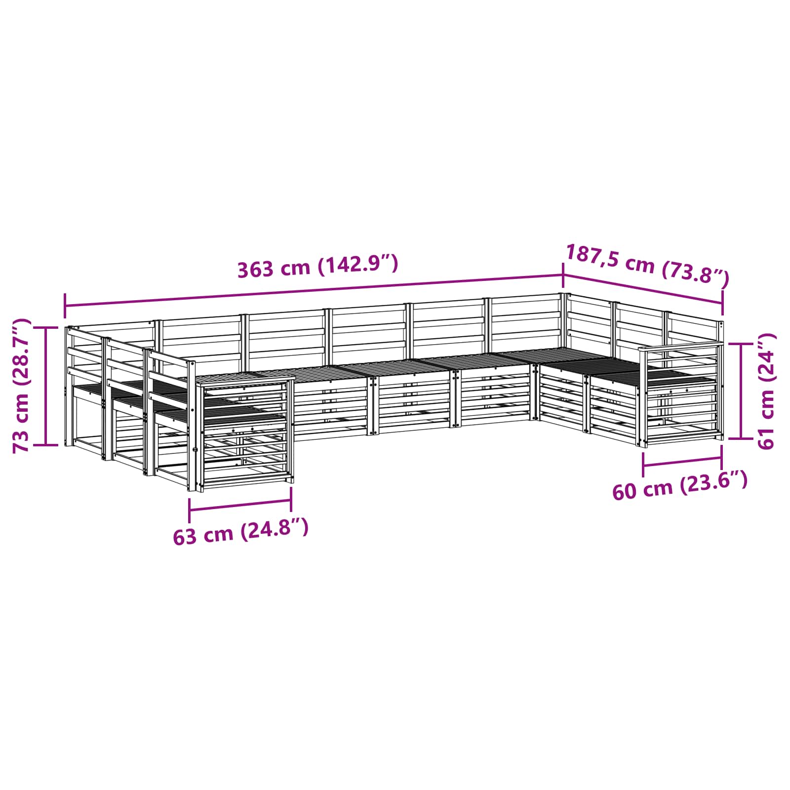 Setovi sofa 10 pcs Prirodna Čvrsto drvo akacije