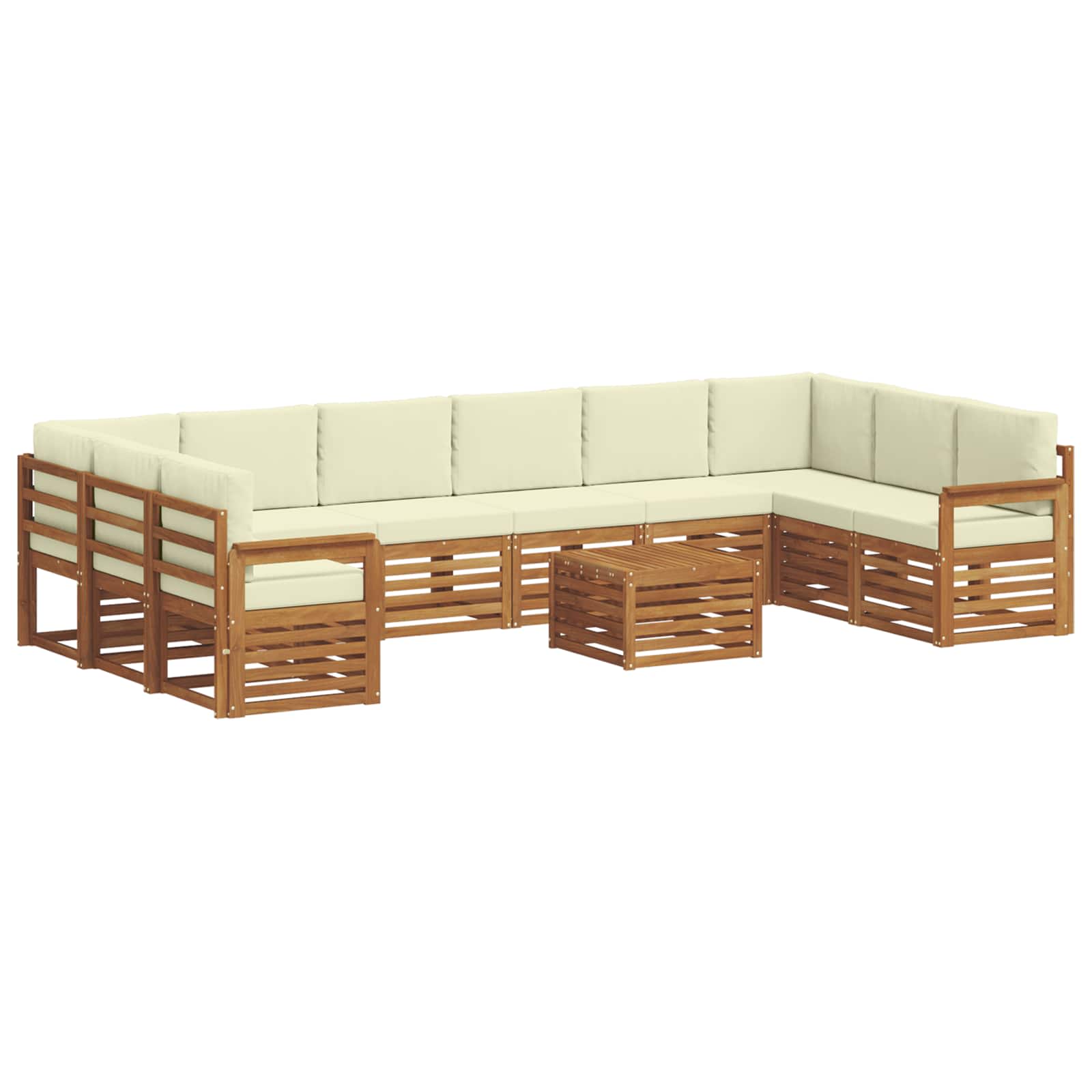 Set vanjskih sofa 11 pcs Prirodna i krem Čvrsto drvo akacije