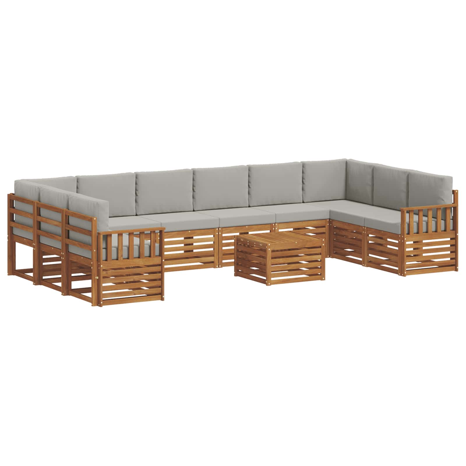 Set vanjskih sofa s jastukom 11 pcs Prirodna i svijetlo siva