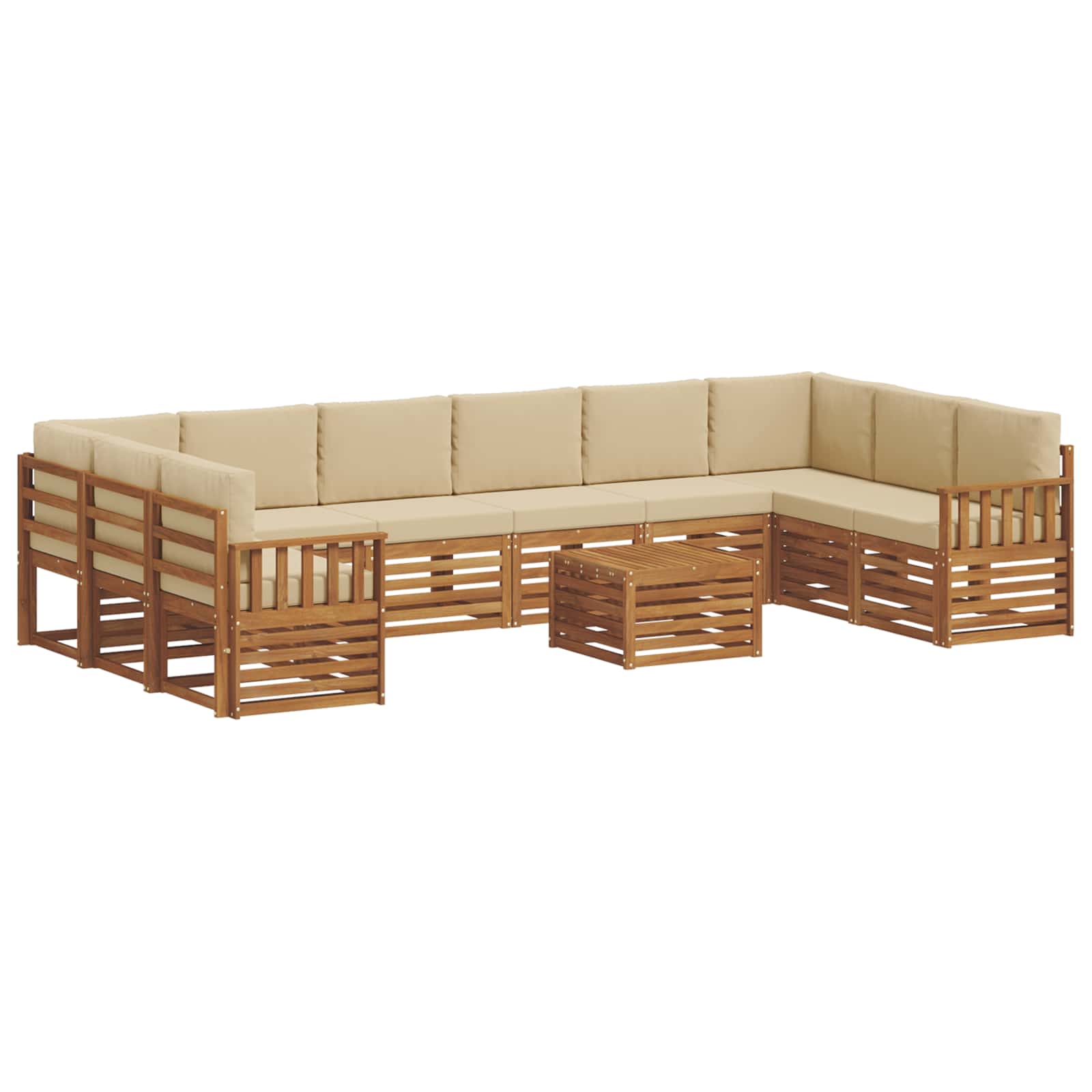 Set vanjskih sofa 11 pcs Prirodna i bež Čvrsto drvo akacije