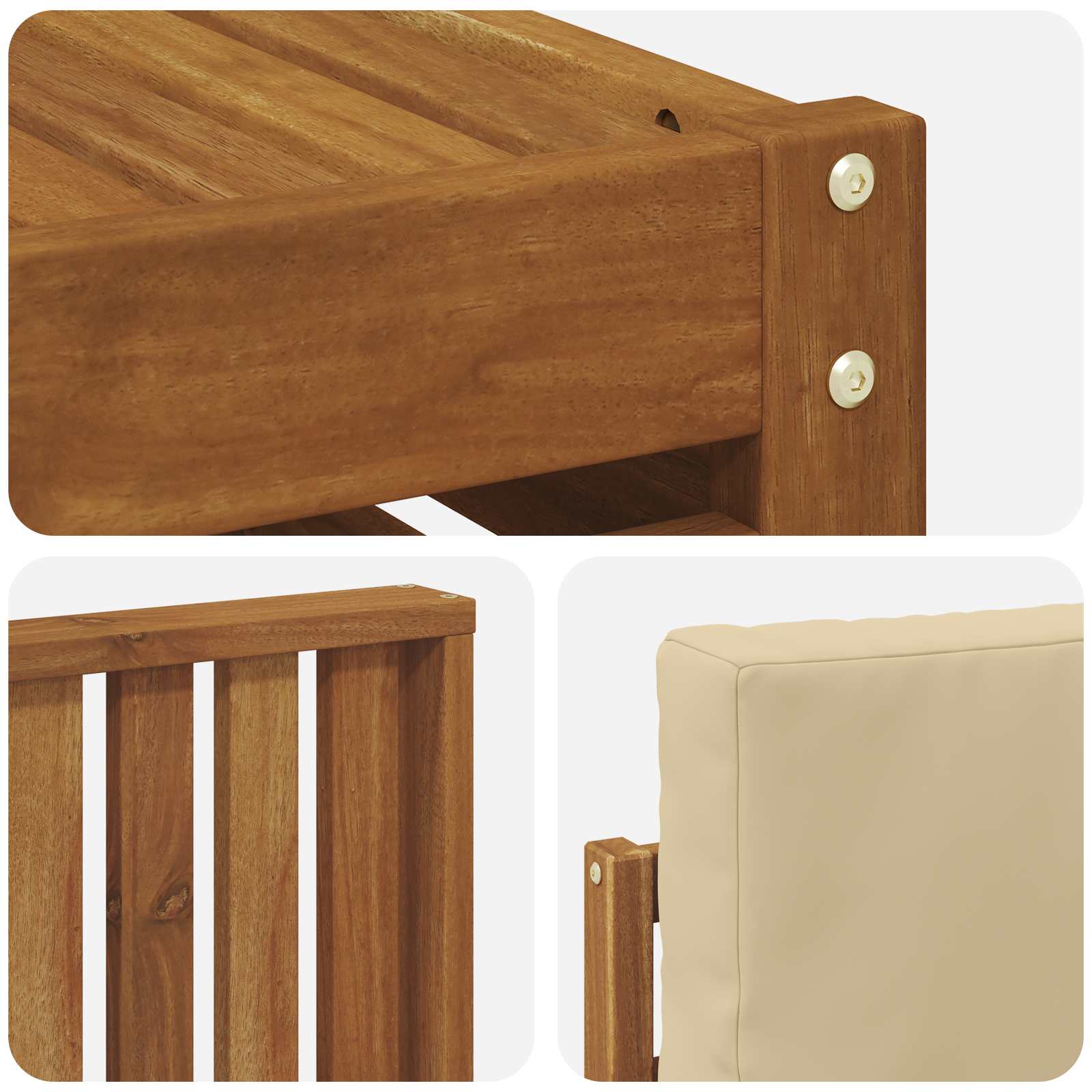 Set vanjskih sofa 11 pcs Prirodna i bež Čvrsto drvo akacije