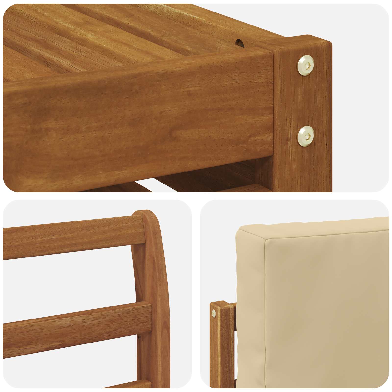 Set vanjskih sofa 11 pcs Prirodna i bež Čvrsto drvo akacije