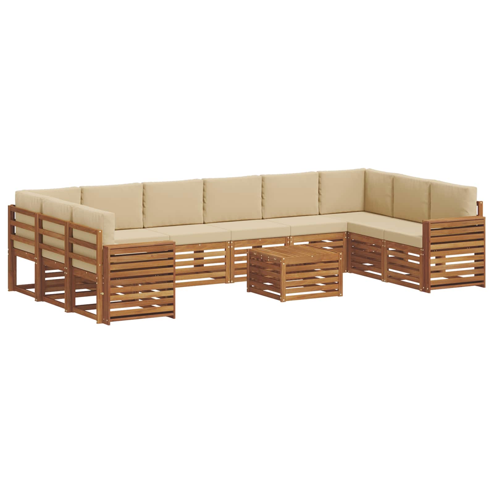 Set vanjskih sofa 11 pcs Prirodna i bež Čvrsto drvo akacije