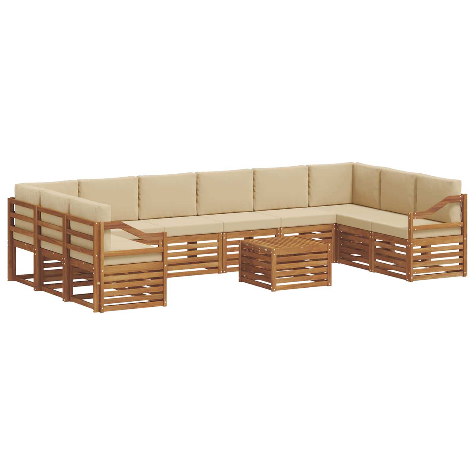 Set vanjskih sofa 11 pcs Prirodna i bež Čvrsto drvo akacije