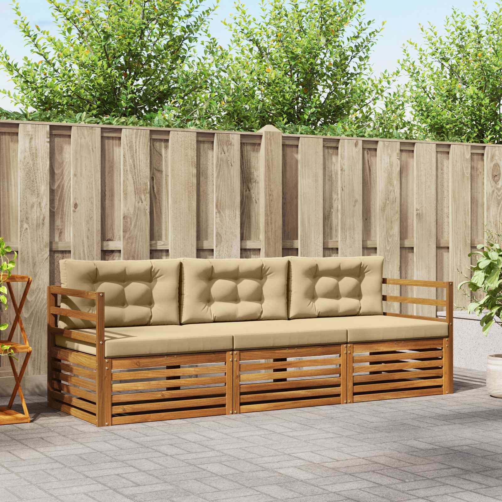 Set vanjskih sofa s jastukom 3 pcs Prirodna i bež