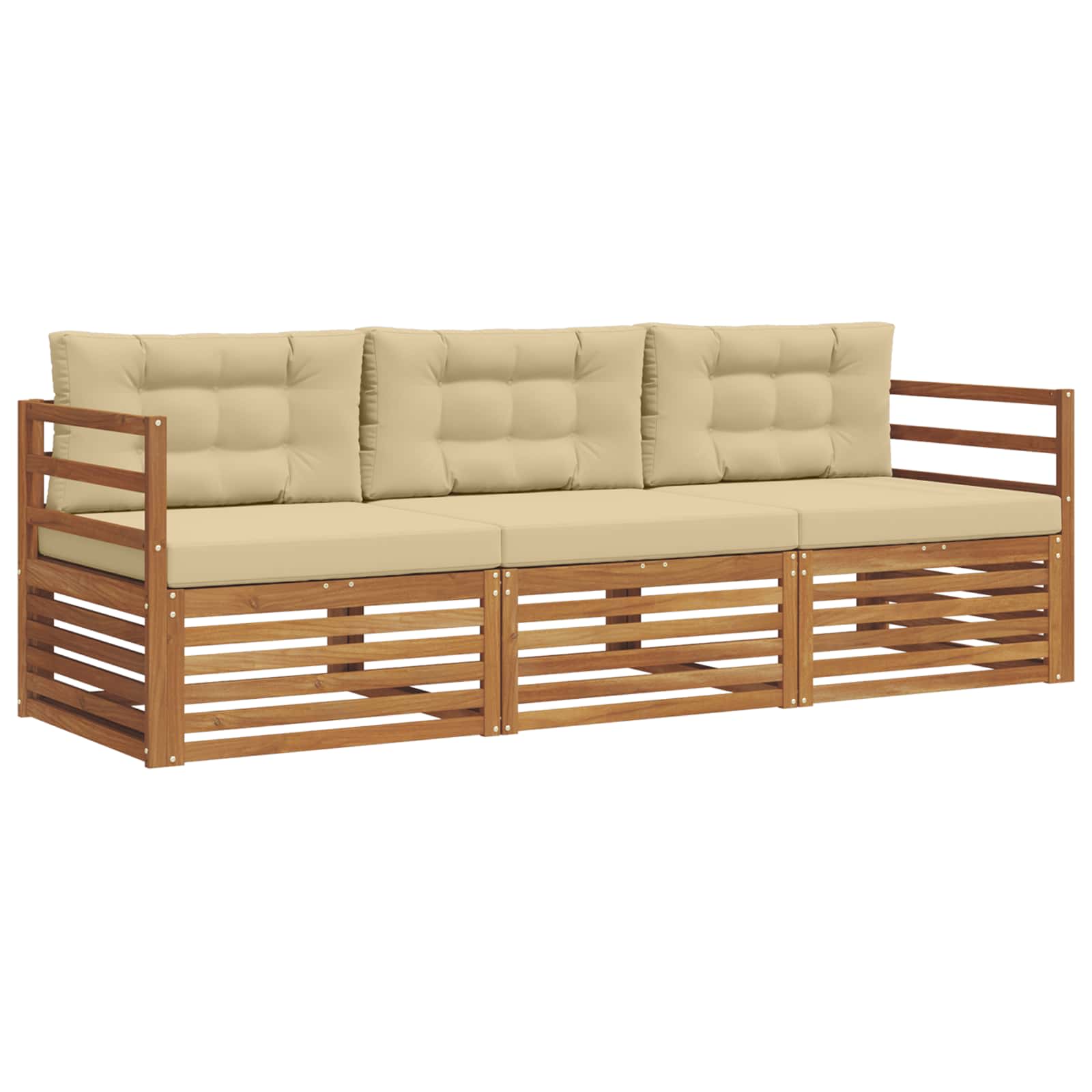 Set vanjskih sofa s jastukom 3 pcs Prirodna i bež