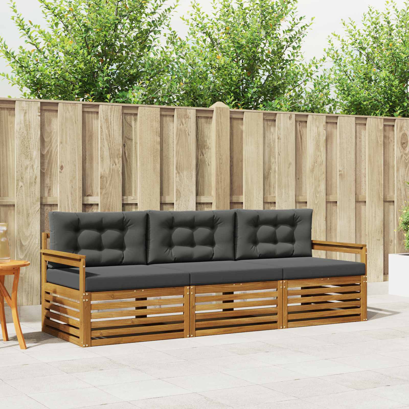 Set vanjskih sofa s jastukom 3 pcs Prirodna i antracit