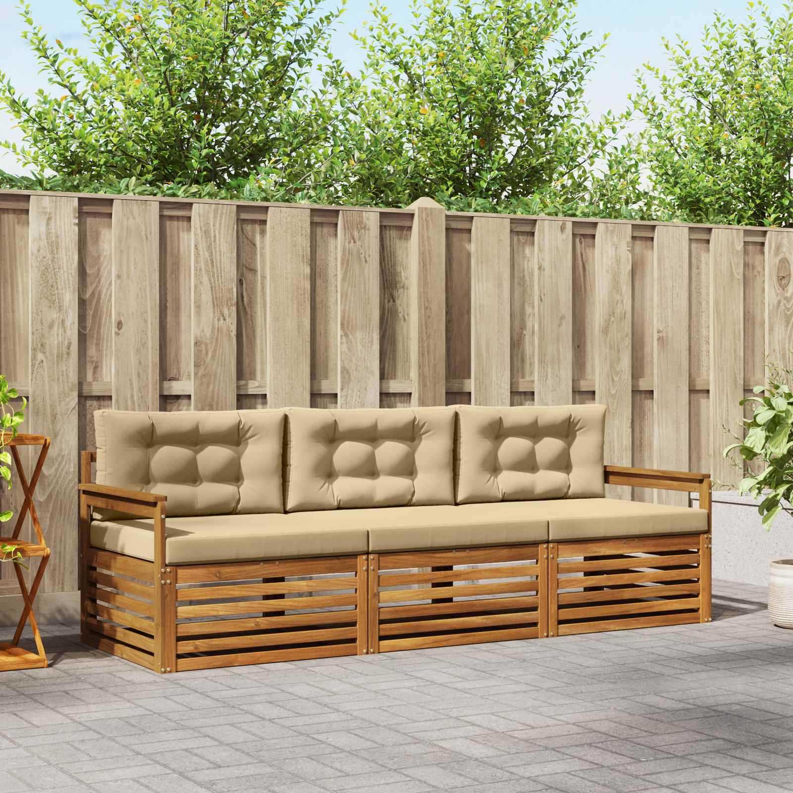 Set vanjskih sofa s jastukom 3 pcs Prirodna i bež
