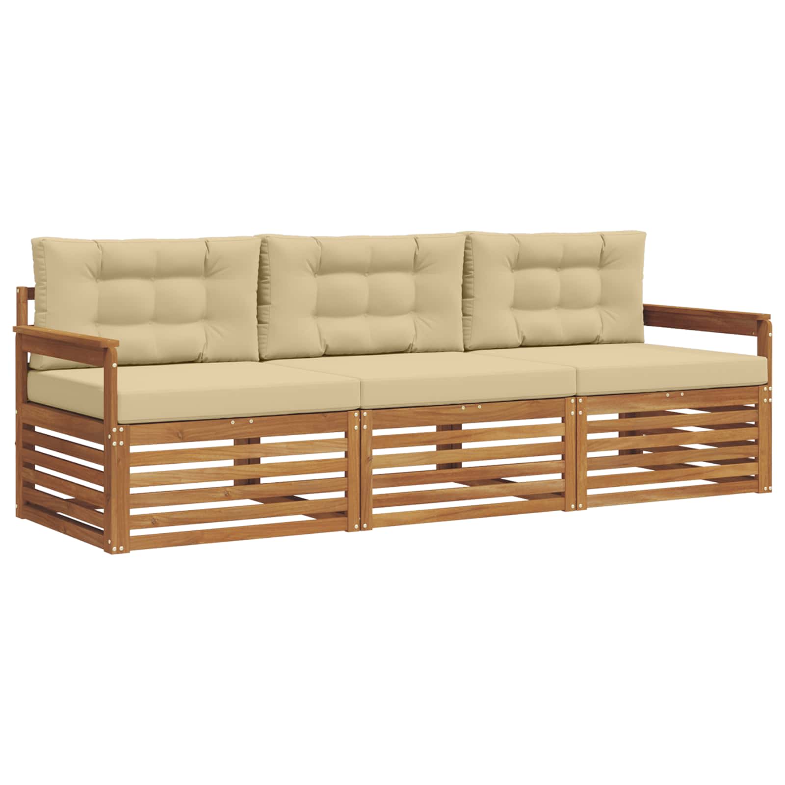 Set vanjskih sofa s jastukom 3 pcs Prirodna i bež