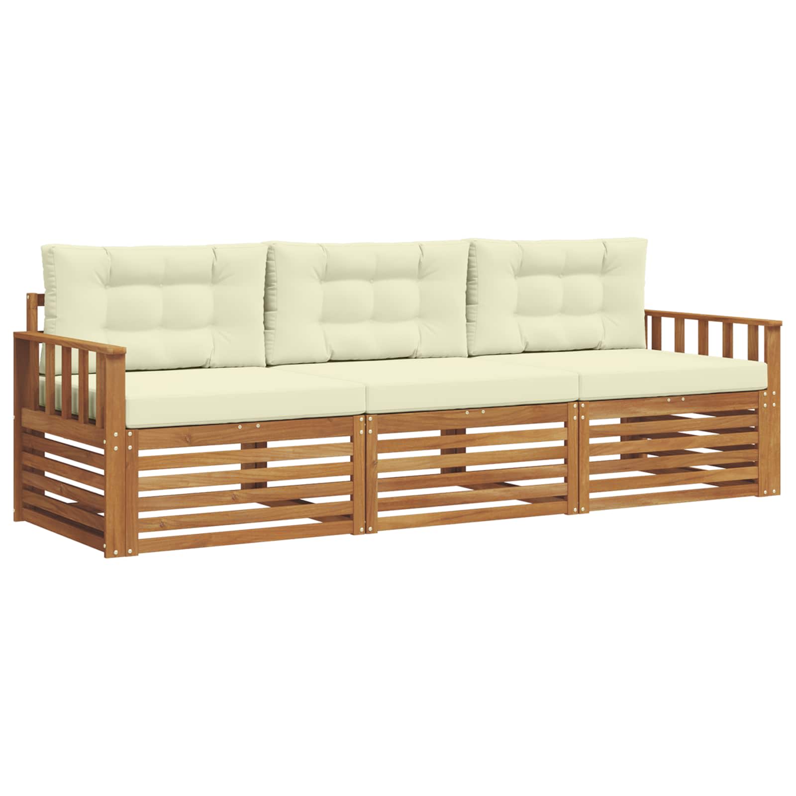 Set vanjskih sofa s jastukom 3 pcs Prirodna i krem