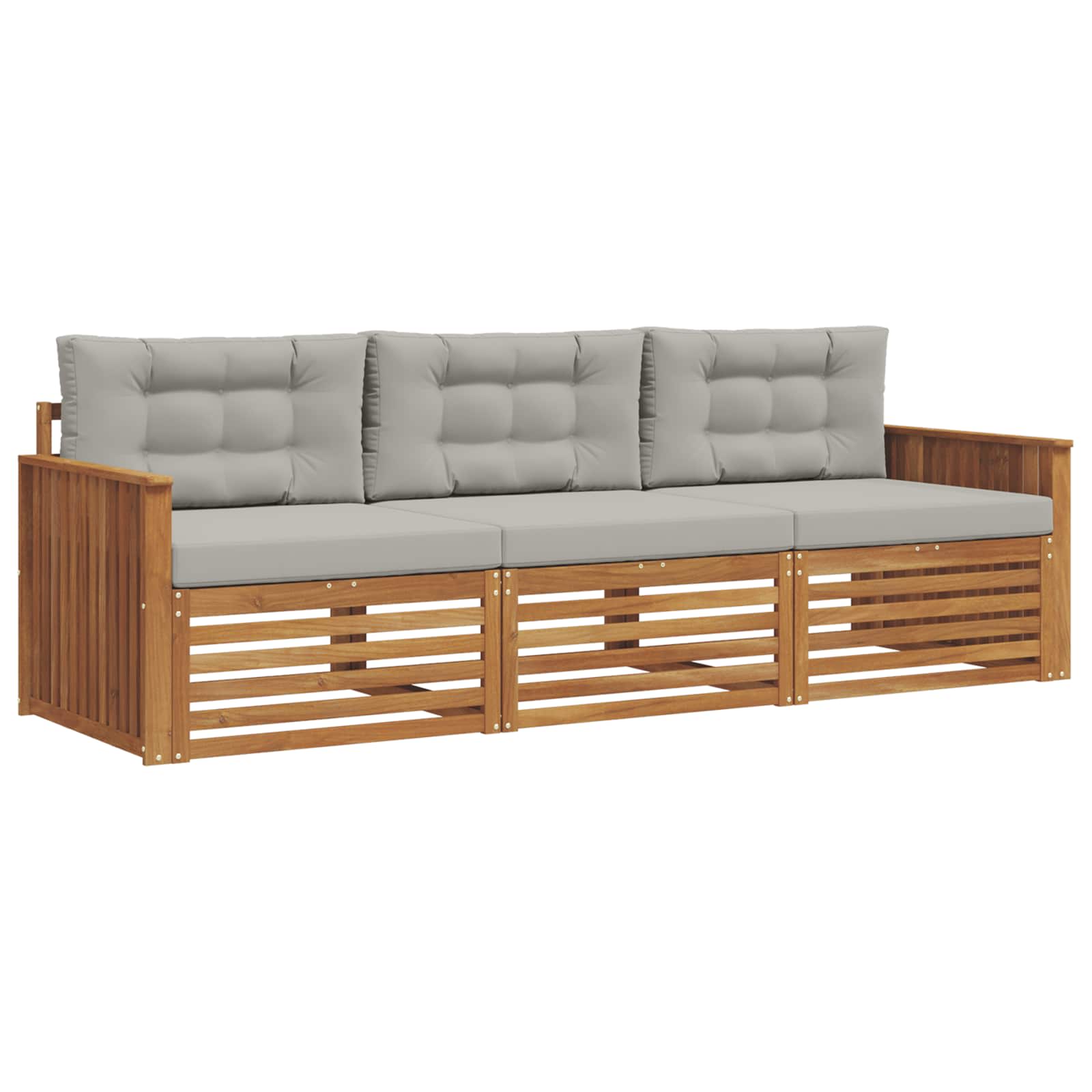 Set vanjskih sofa s jastukom 3 pcs Prirodna i svijetlo siva