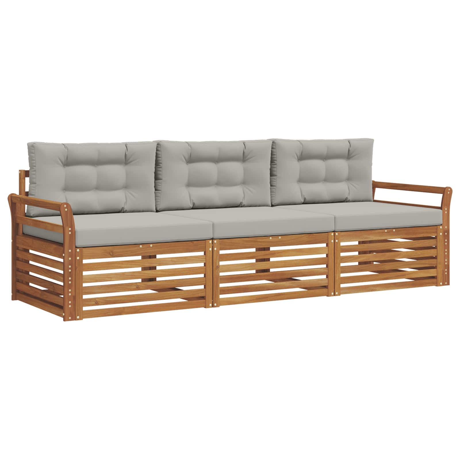 Set vanjskih sofa s jastukom 3 pcs Prirodna i svijetlo siva