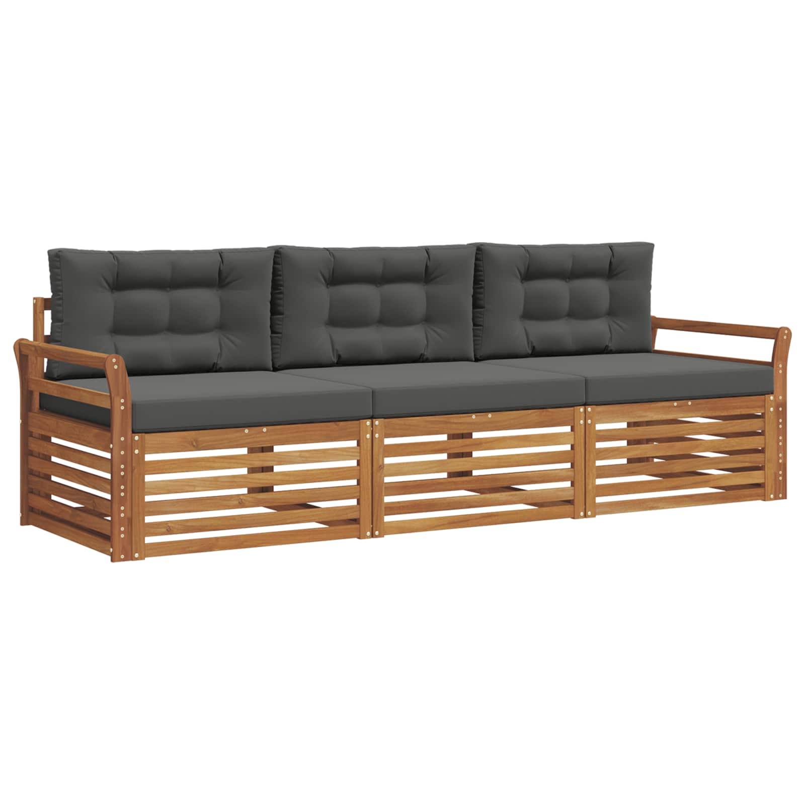 Set vanjskih sofa s jastukom 3 pcs Prirodna i antracit