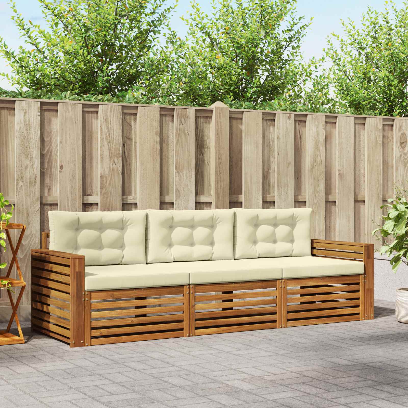 Set vanjskih sofa s jastukom 3 pcs Prirodna i krem