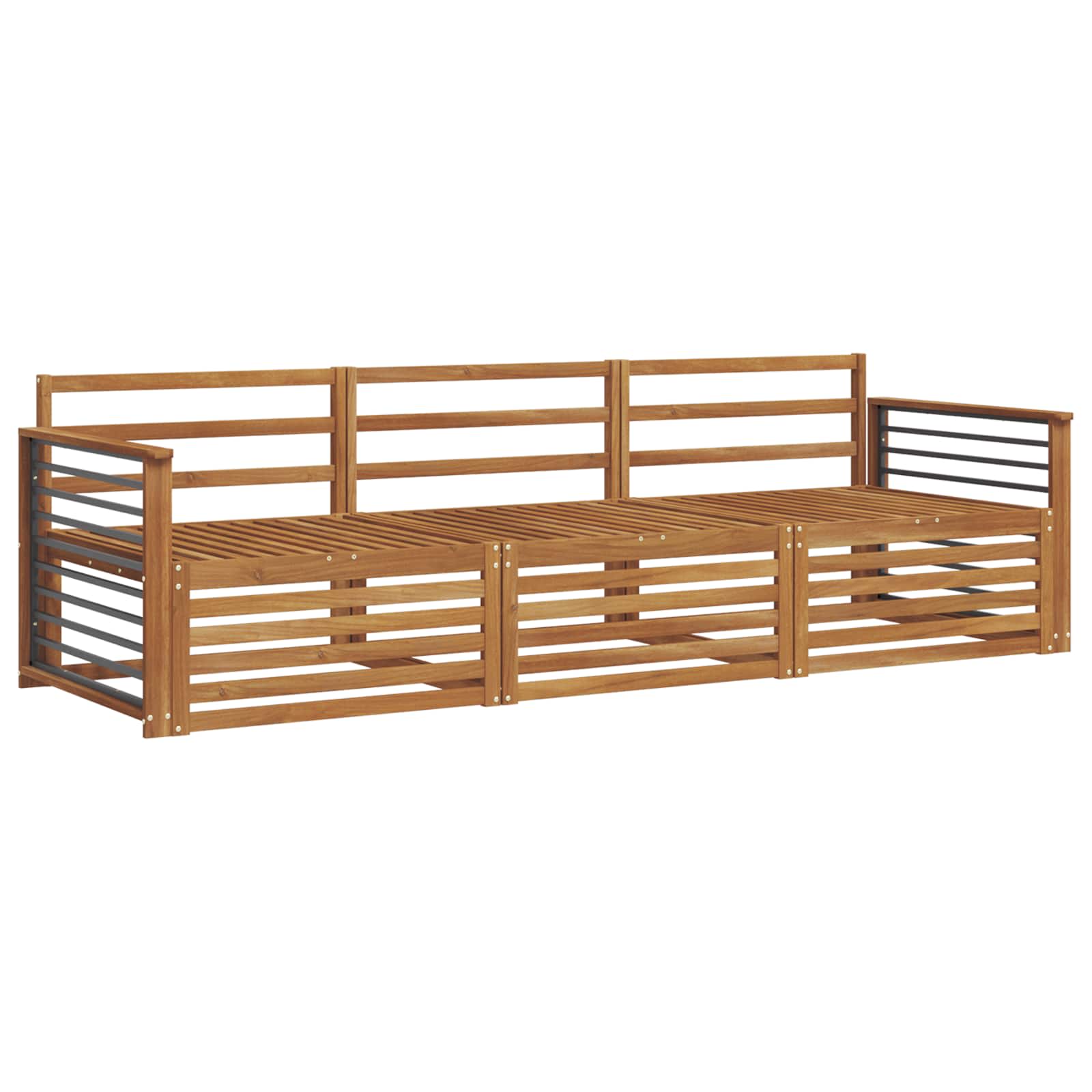 Set vanjskih sofa 3 pcs Prirodna Čvrsto drvo akacije