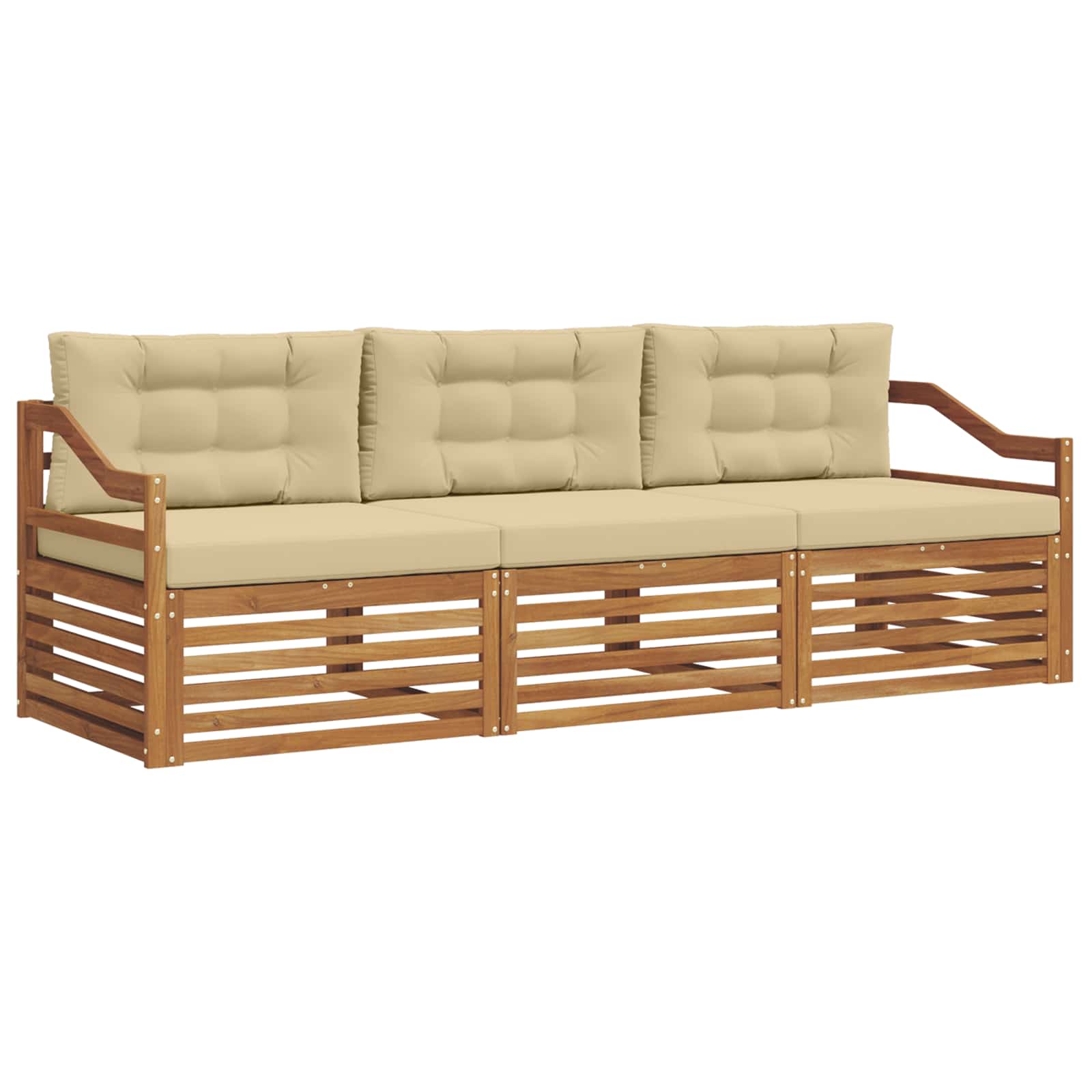 Set vanjskih sofa s jastukom 3 pcs Prirodna i bež