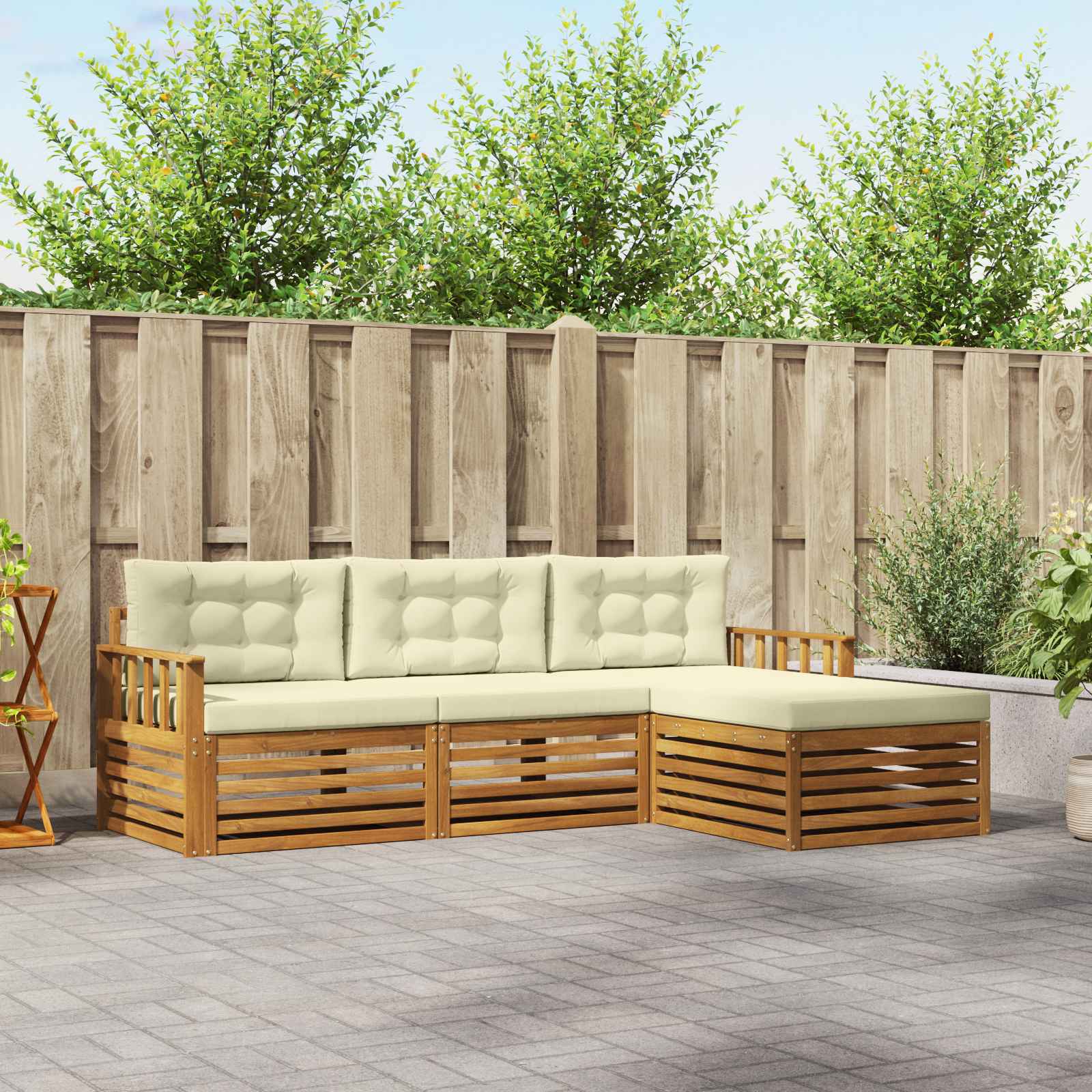 Set vanjskih sofa Prirodna i krem 249,5 x 162,5 x 73 cm