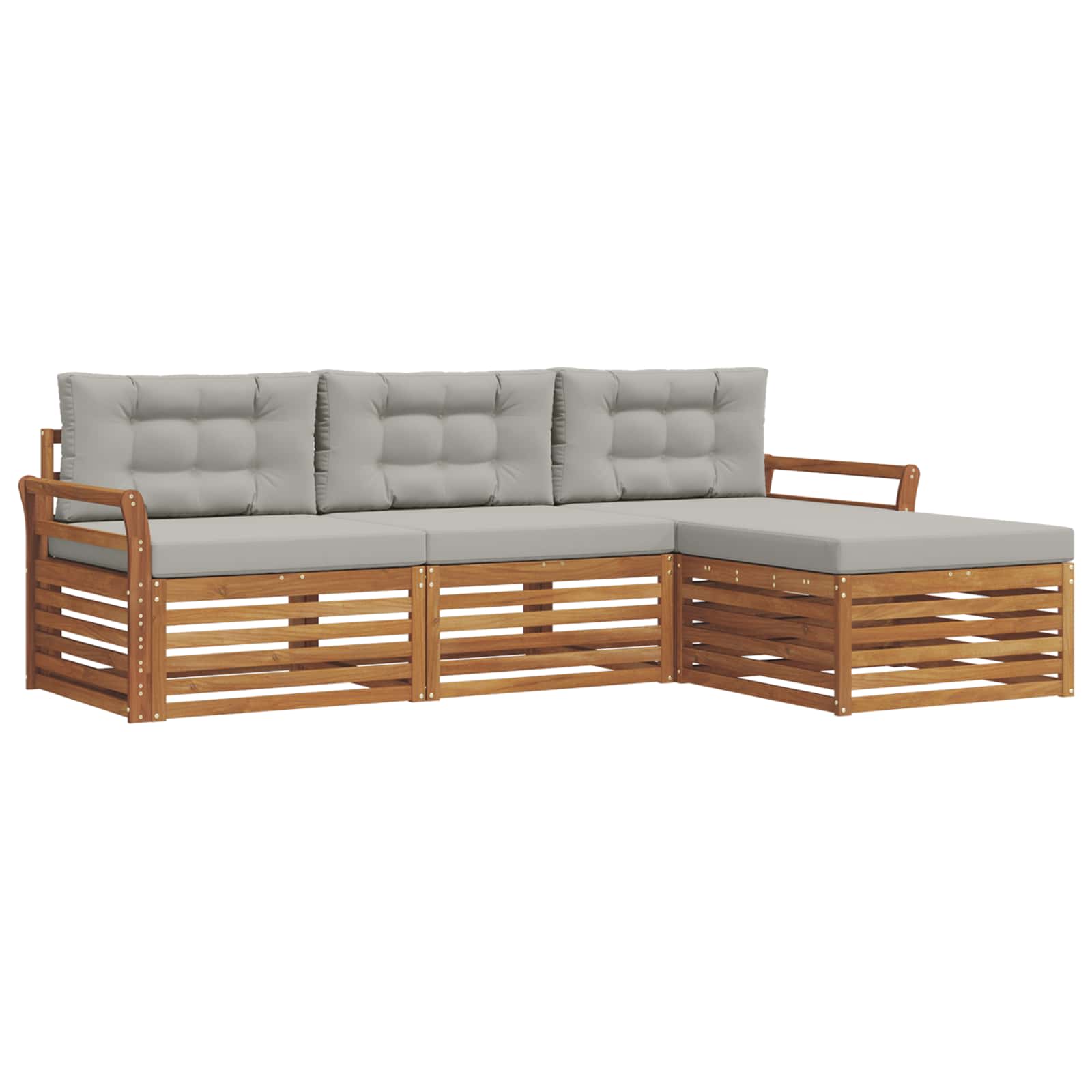 Set vanjskih sofa Prirodna i svijetlo siva 254 x 162,5 x 73 cm