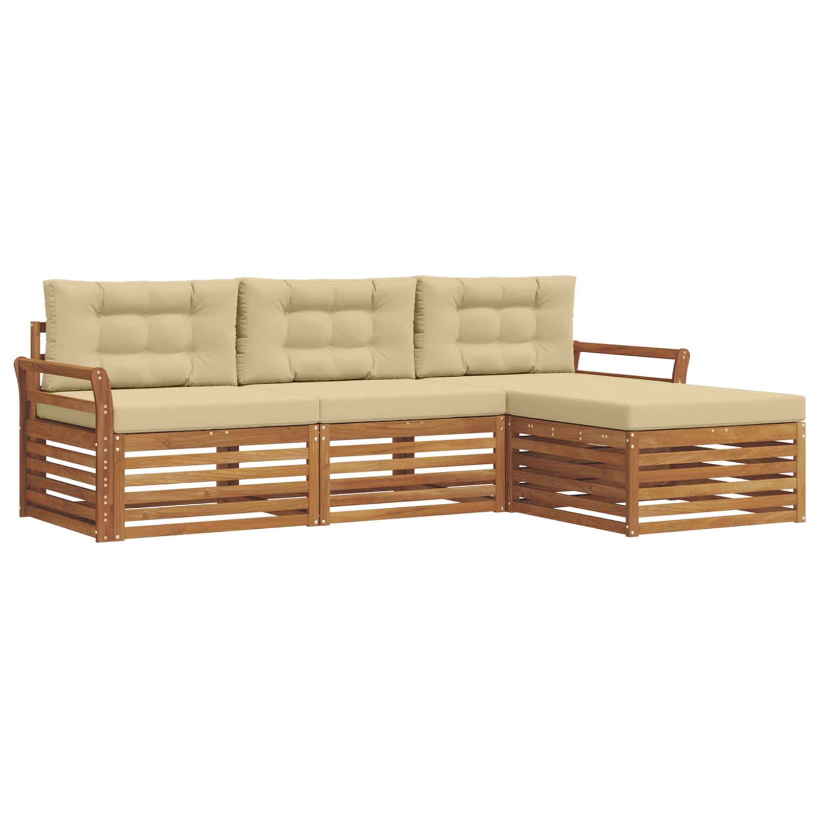 Set vanjskih sofa s jastukom Prirodna i bež 254 x 162,5 x 73 cm