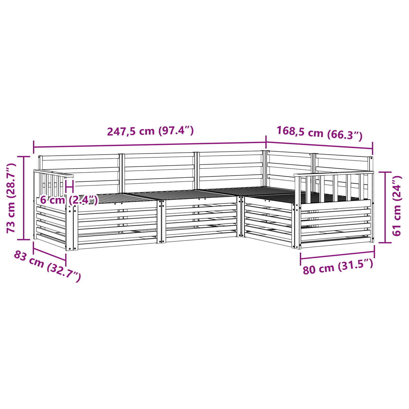 Set vanjskih sofa 4 pcs Prirodna Čvrsto drvo akacije
