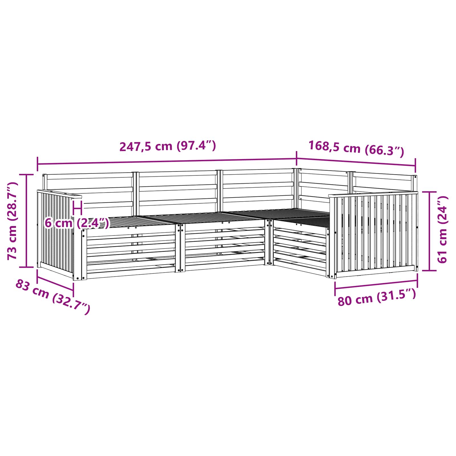 Set vanjskih sofa 4 pcs Prirodna Čvrsto drvo akacije