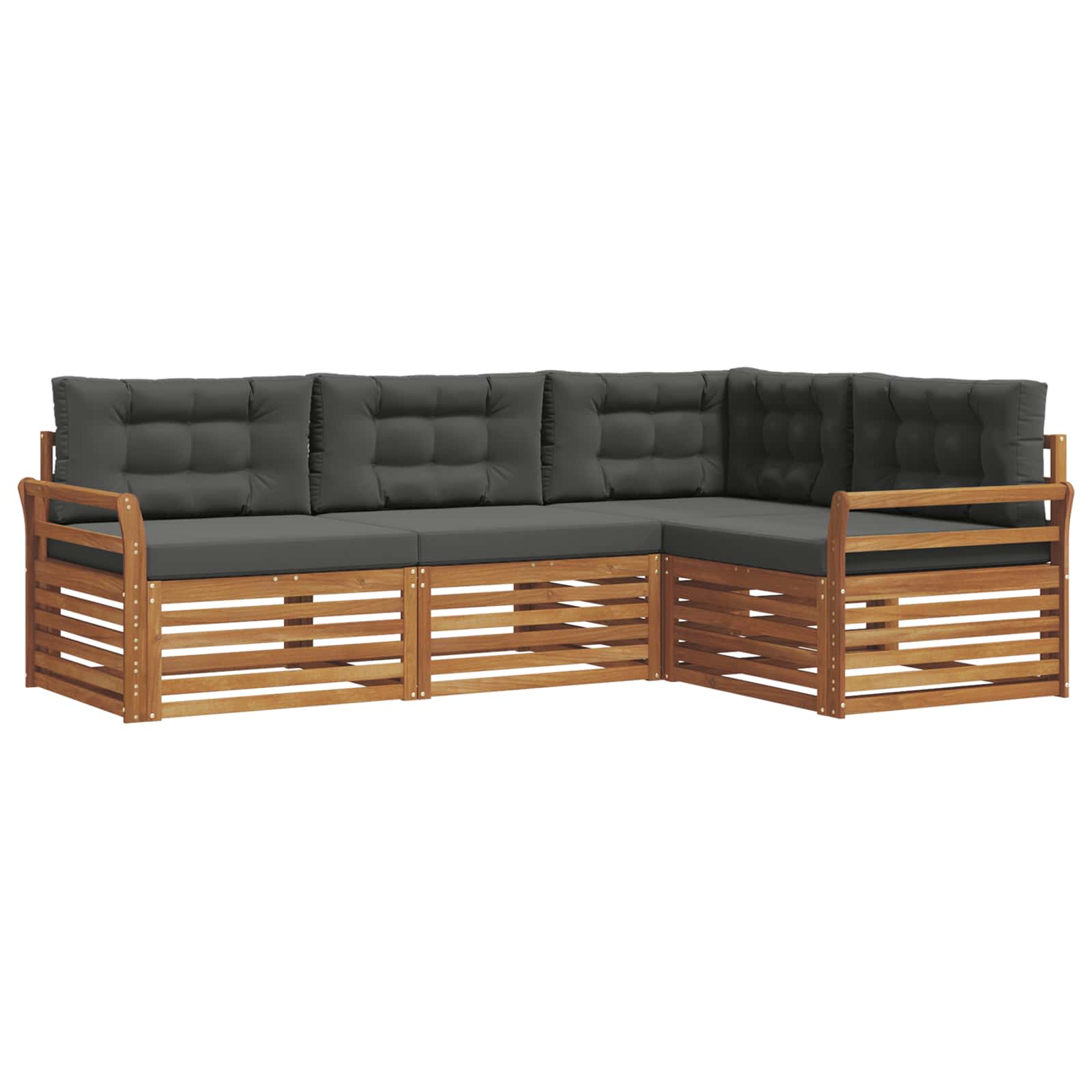Set vanjskih sofa s jastukom 4 pcs Prirodna i antracit