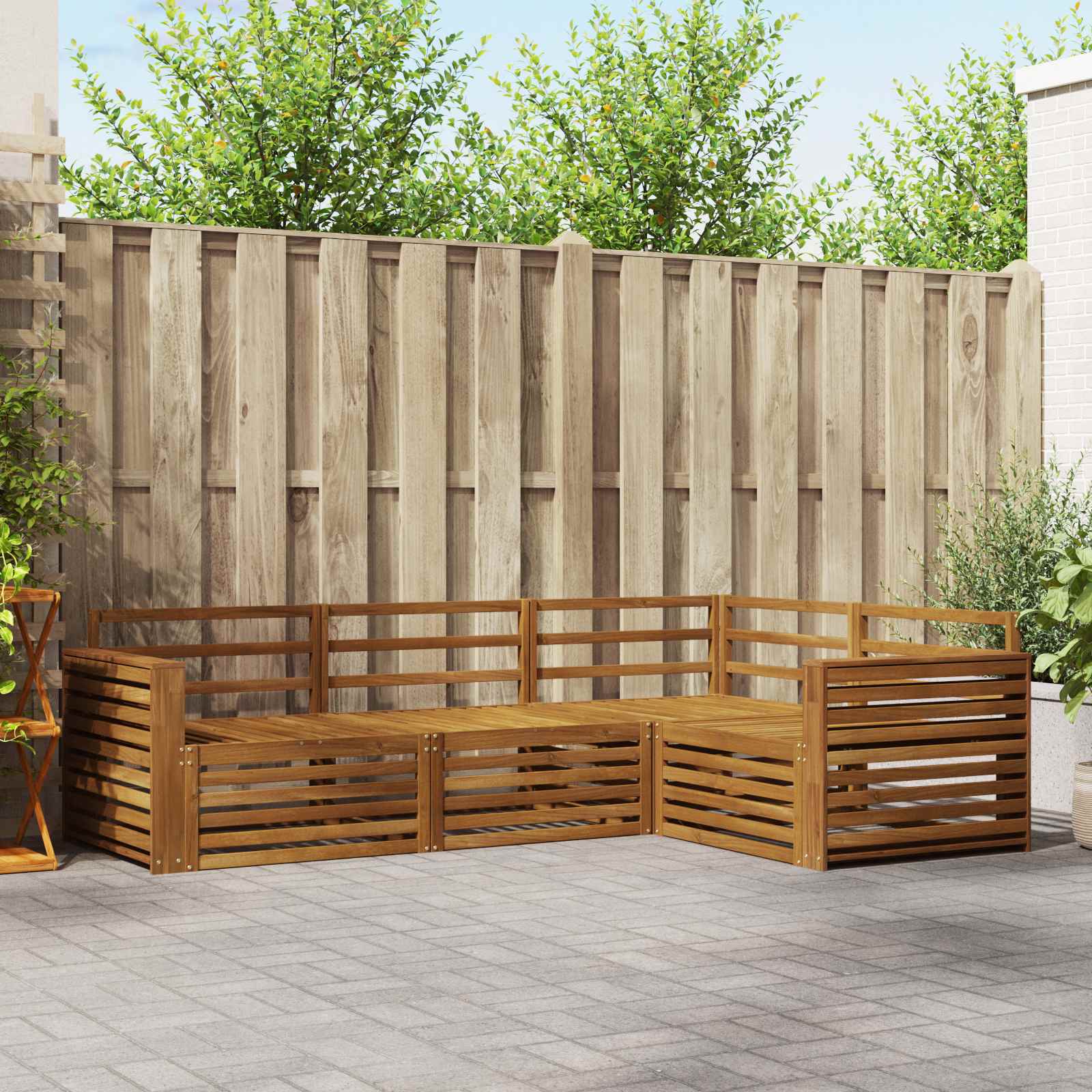 Set vanjskih sofa 4 pcs Prirodna Čvrsto drvo akacije