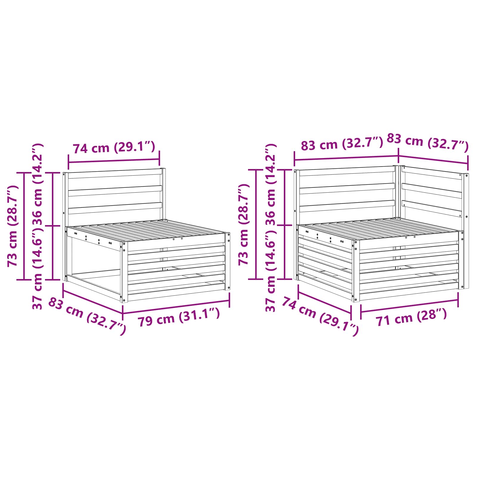 Set vanjskih sofa 4 pcs Prirodna Čvrsto drvo akacije