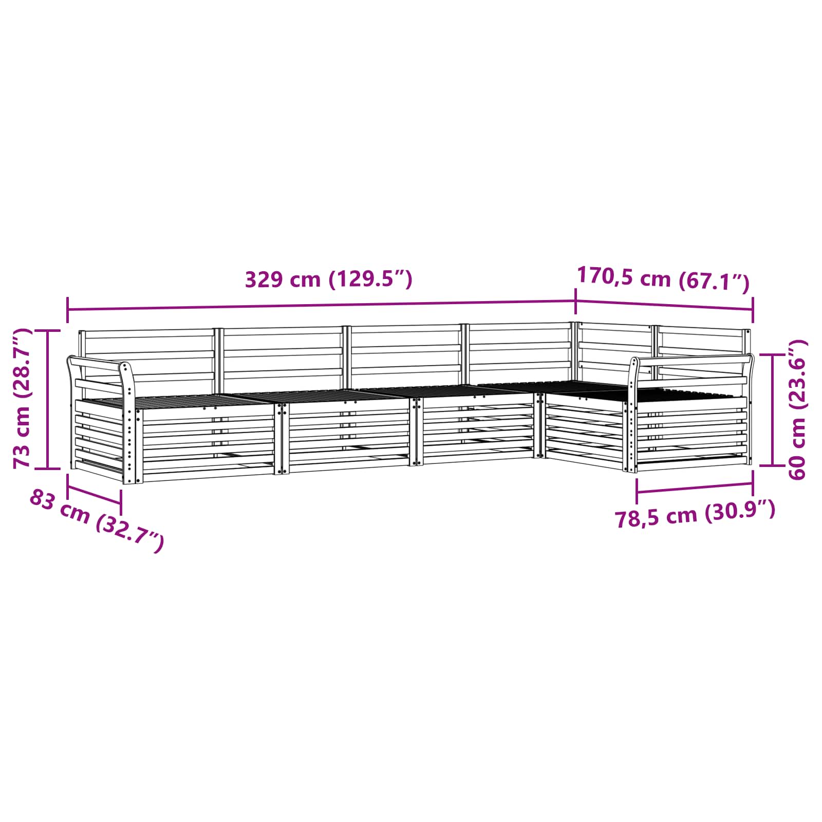 Set vanjskih sofa 5 pcs Prirodna